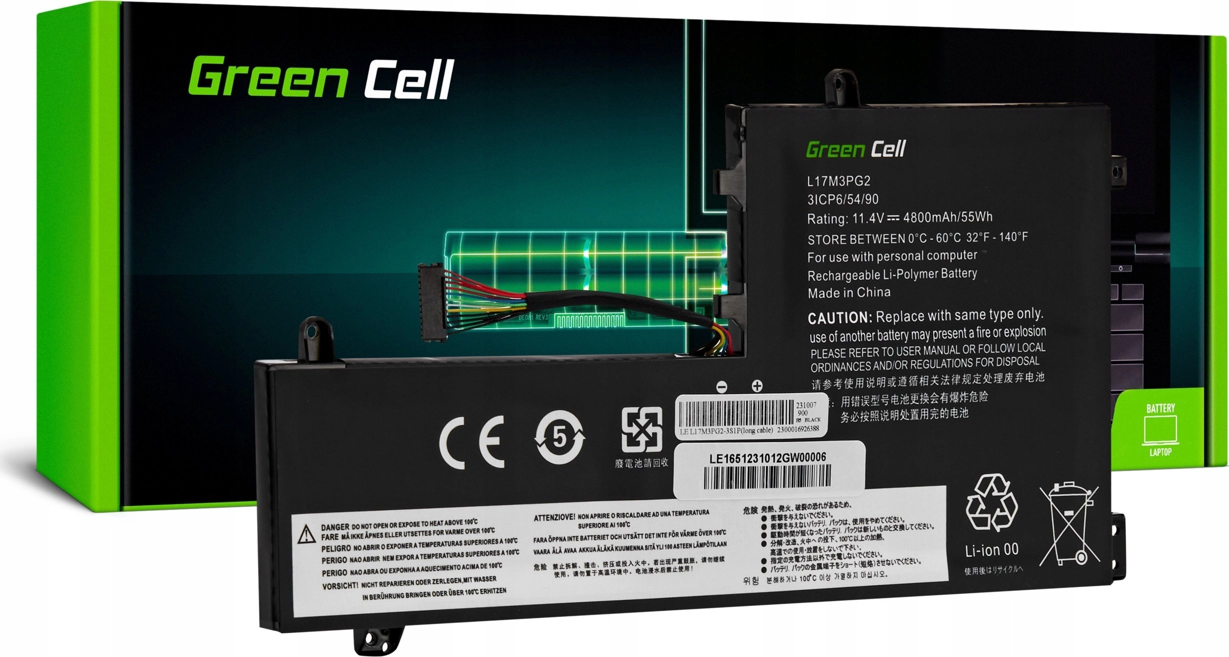 Green Cell Battery L17C3PG1 L17L3PG1 L17M3PG2