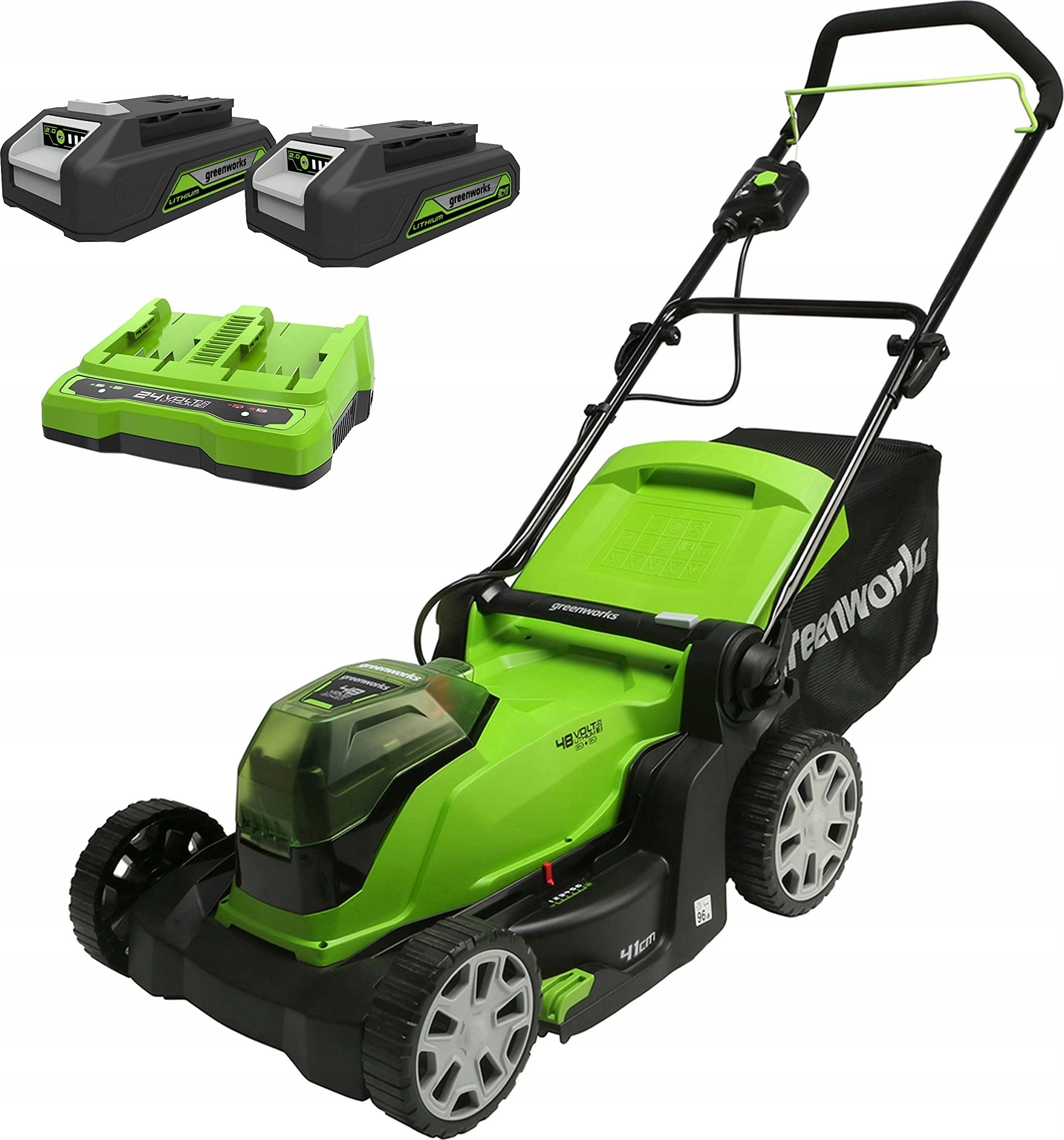 Greenworks battery lawn mower 2x24V Battery