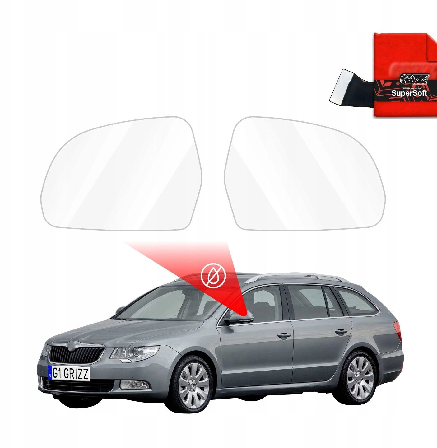 GrizzGlass Rainproof mirror foil GrizzGlass ZeroDrop