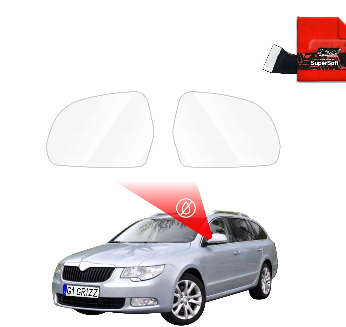 GrizzGlass Rainproof mirror foil GrizzGlass ZeroDrop