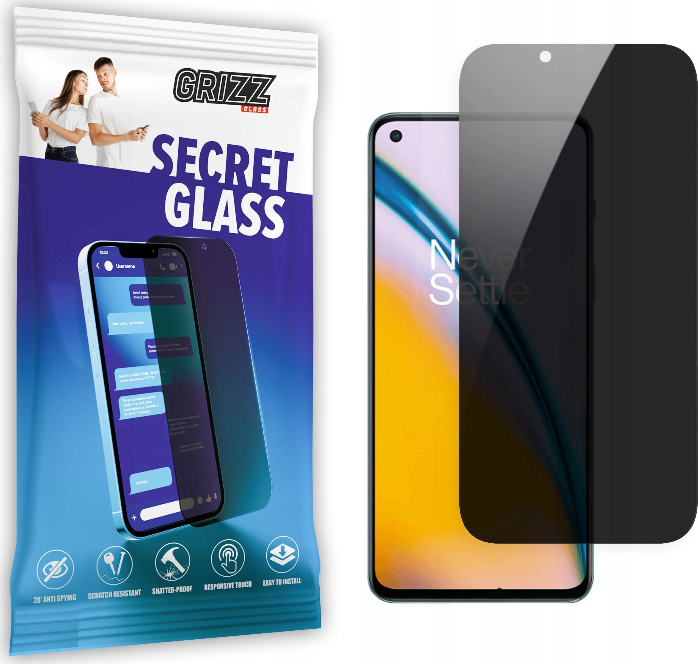 GrizzGlass Szkło prywatyzujące GrizzGlass SecretGlass OnePlus