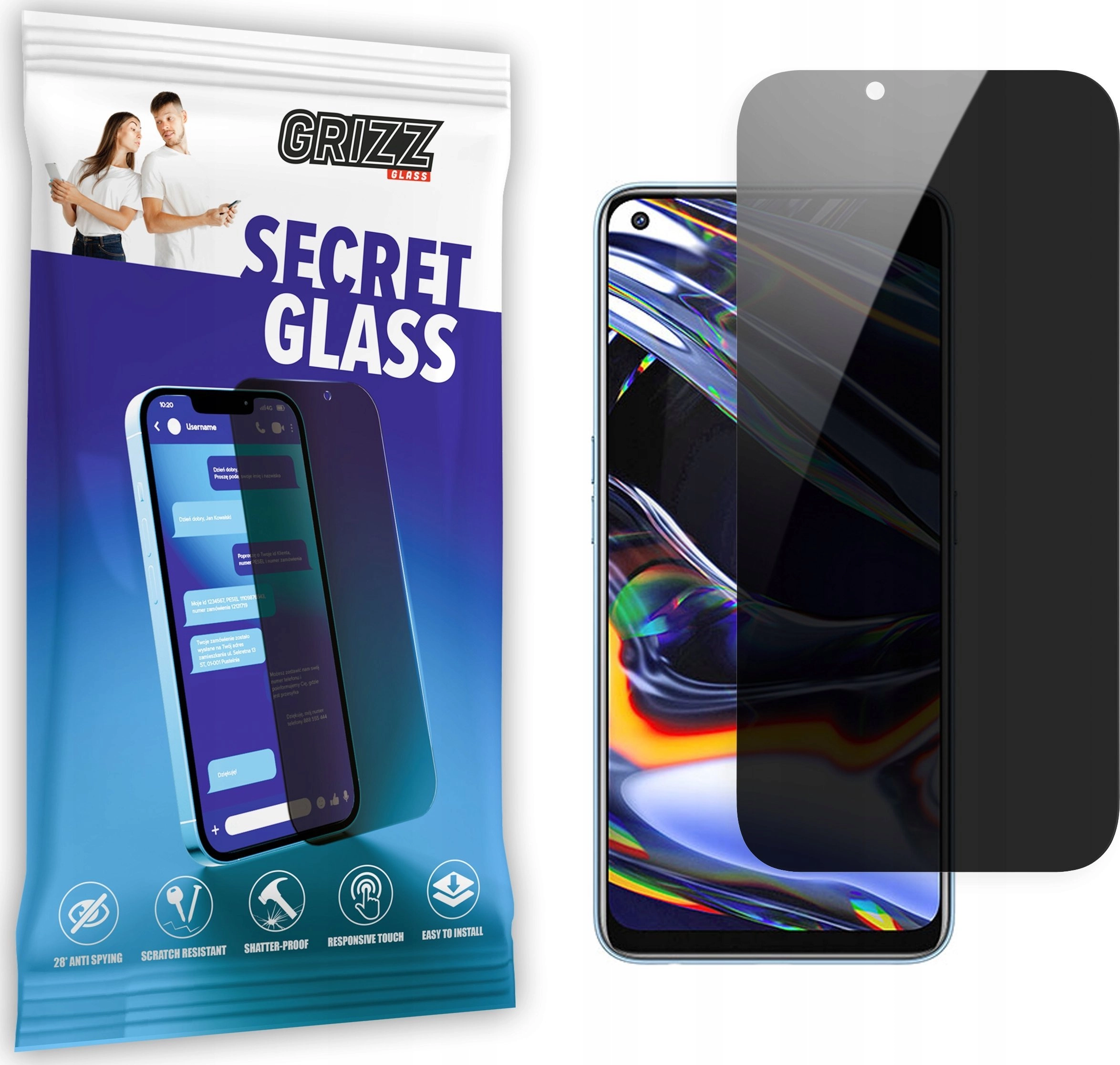 GrizzGlass Szkło prywatyzujące GrizzGlass SecretGlass Realme