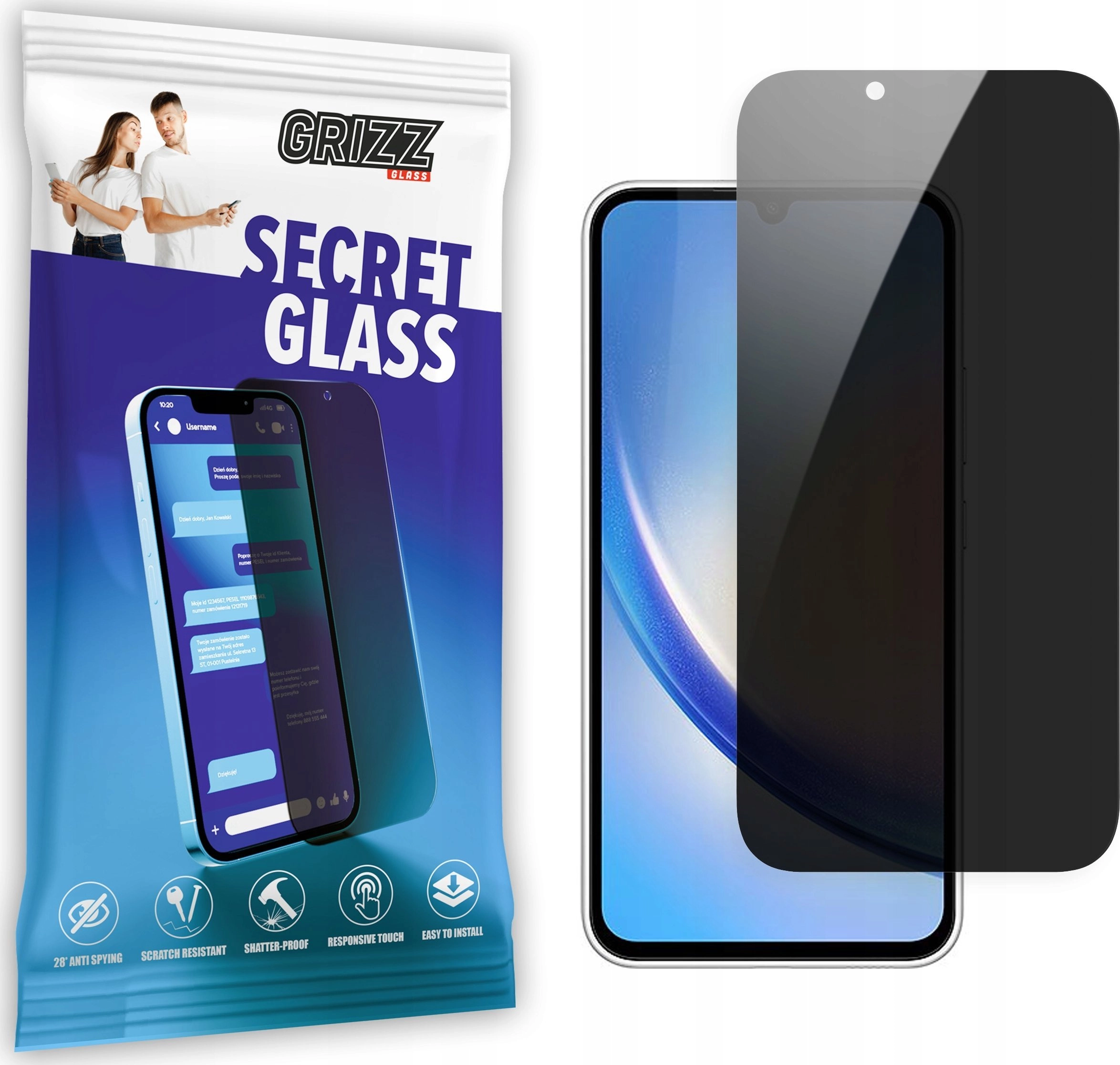 GrizzGlass Szkło prywatyzujące GrizzGlass SecretGlass Samsung