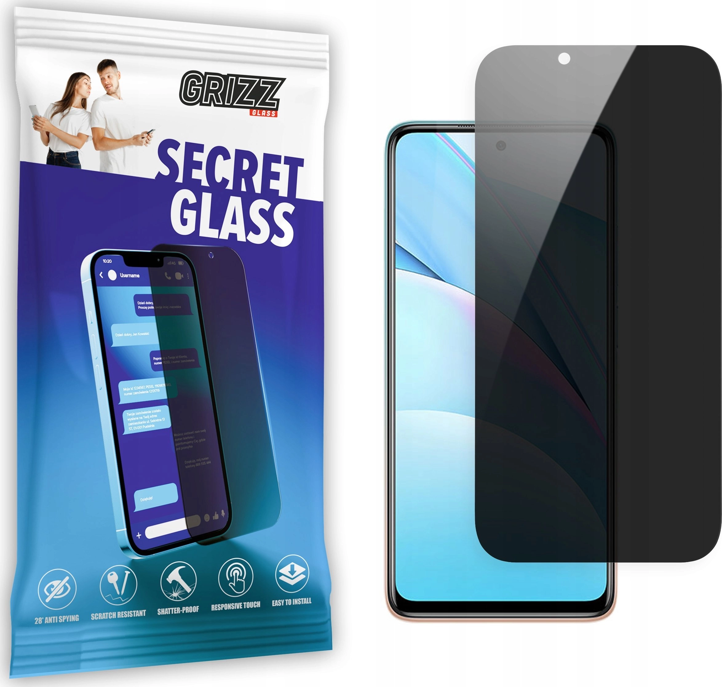GrizzGlass Szkło prywatyzujące GrizzGlass SecretGlass Xiaomi