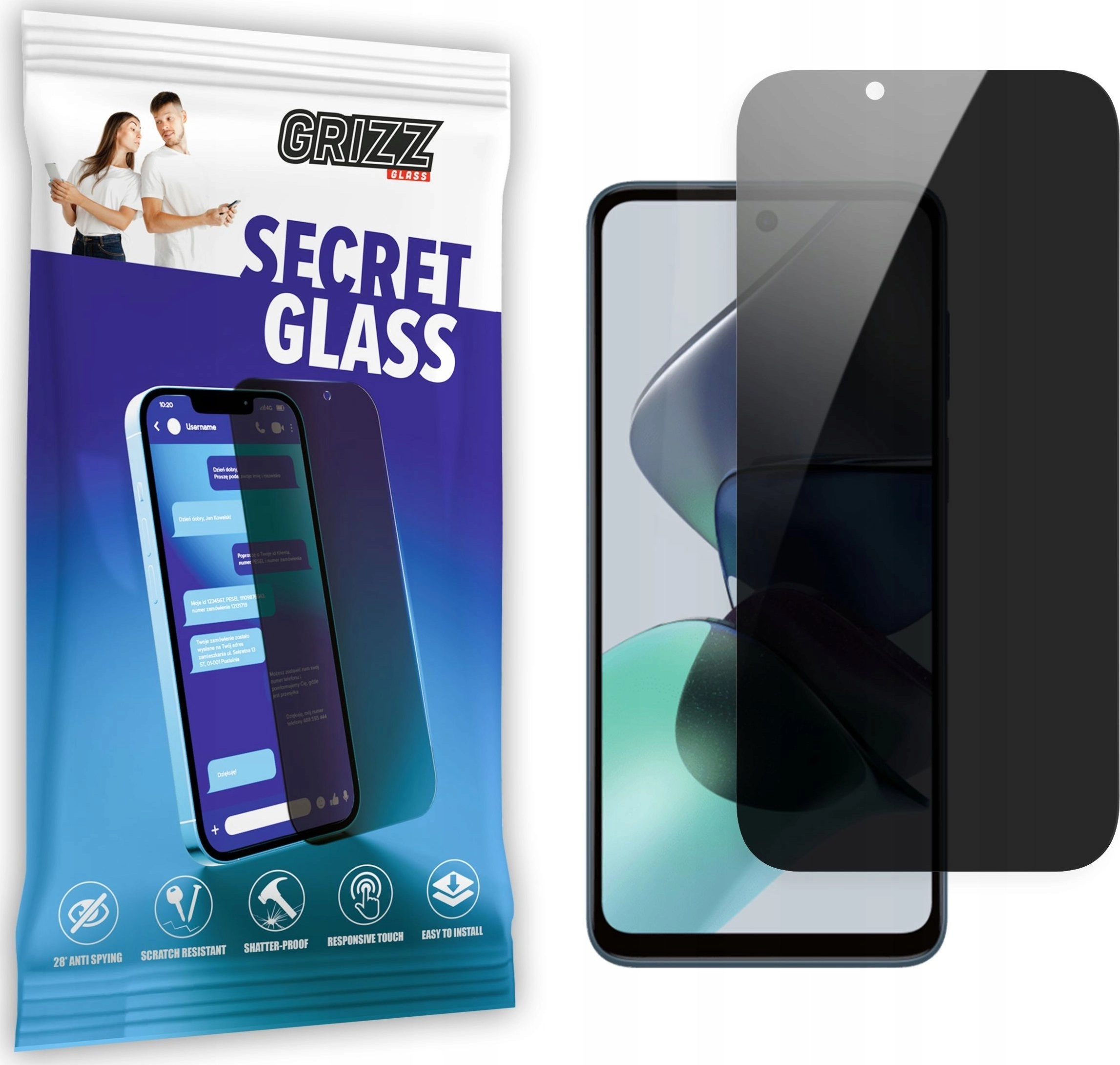 GrizzGlass Szkło prywatyzujące GrizzGlass SecretGlass Motorola