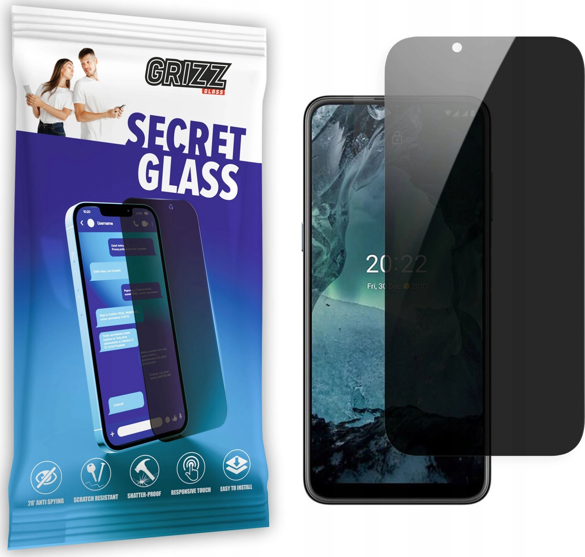 GrizzGlass Szkło prywatyzujące GrizzGlass SecretGlass Nokia