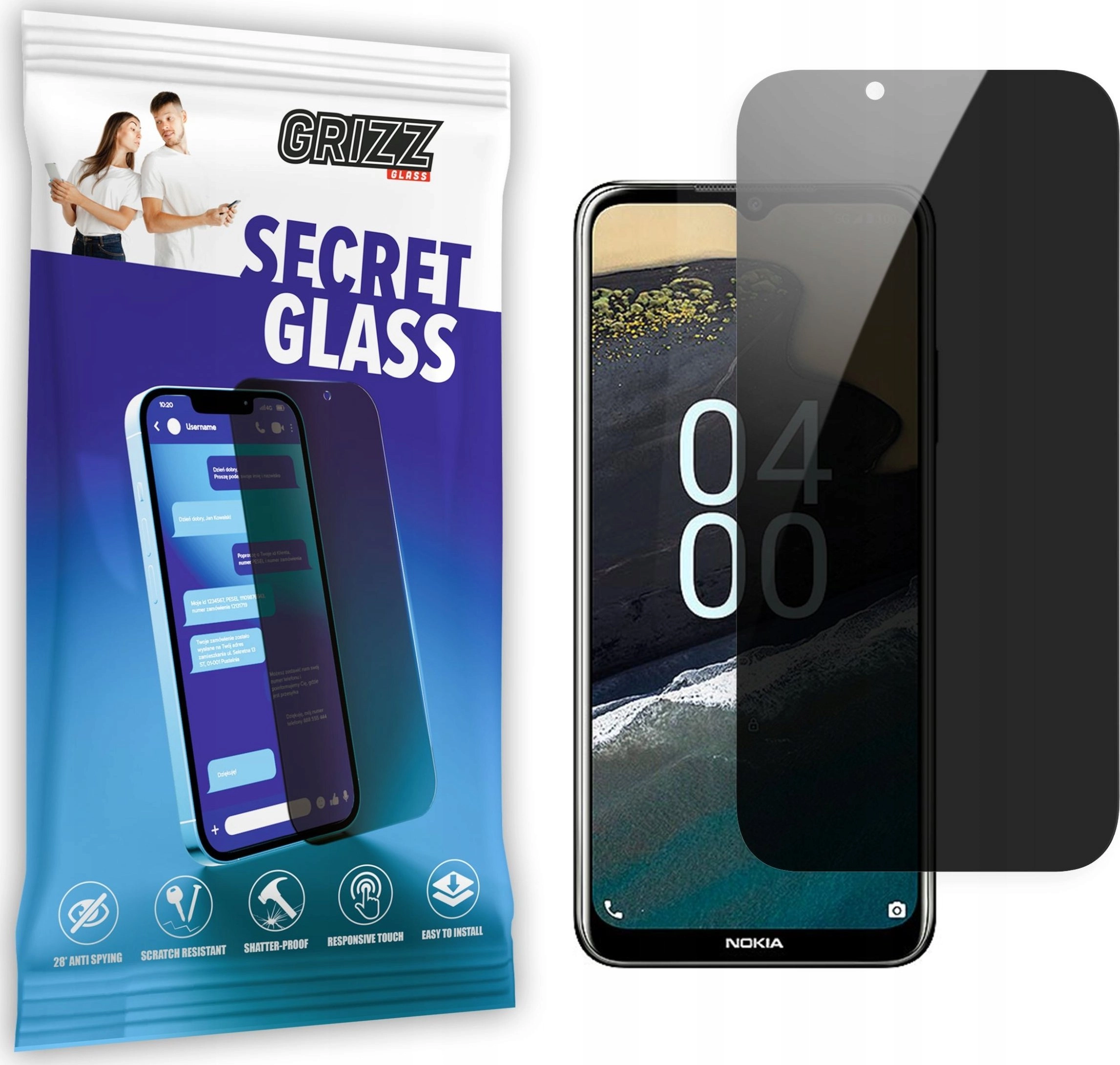 GrizzGlass Szkło prywatyzujące GrizzGlass SecretGlass Nokia