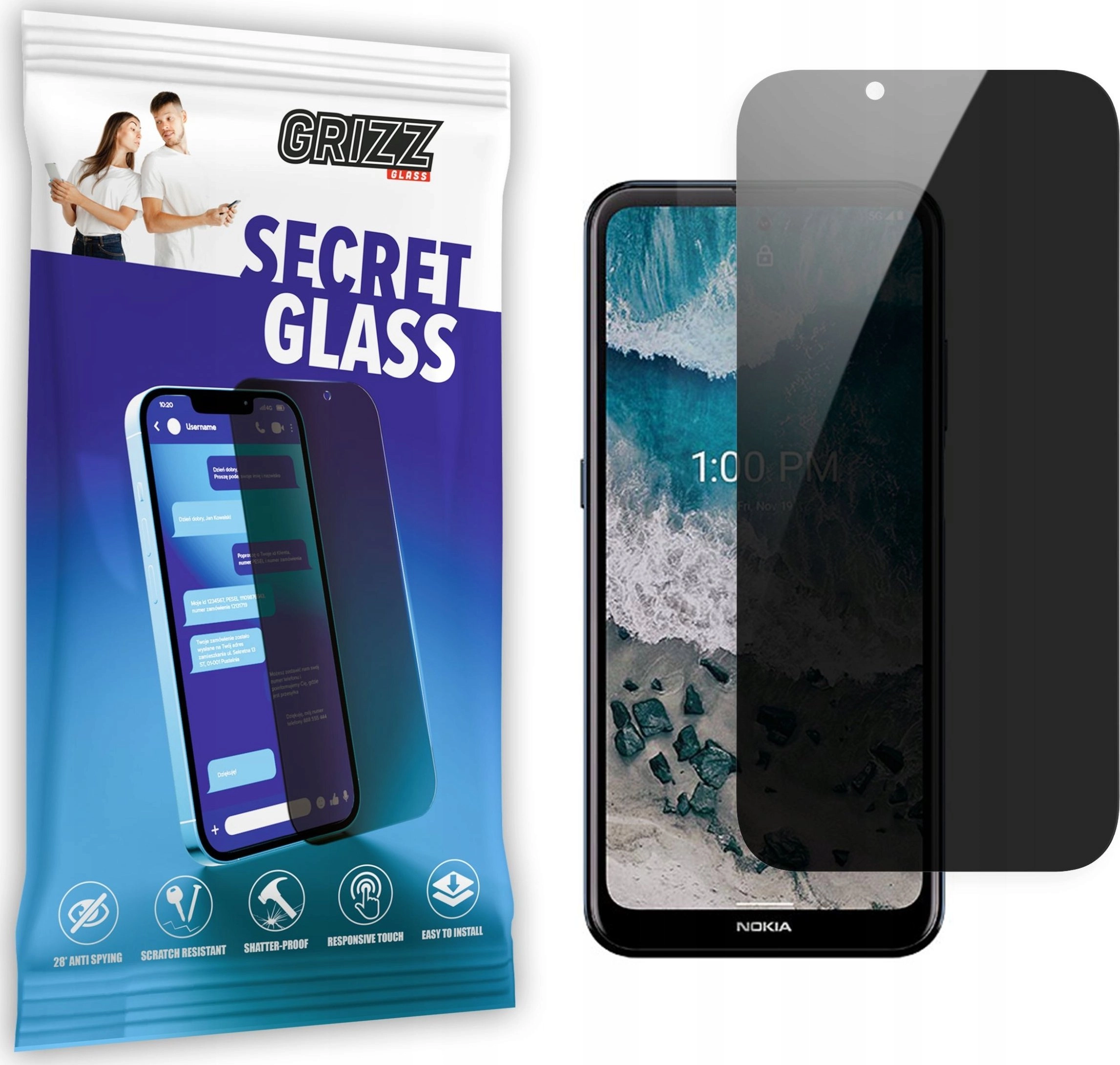 GrizzGlass Szkło prywatyzujące GrizzGlass SecretGlass Nokia