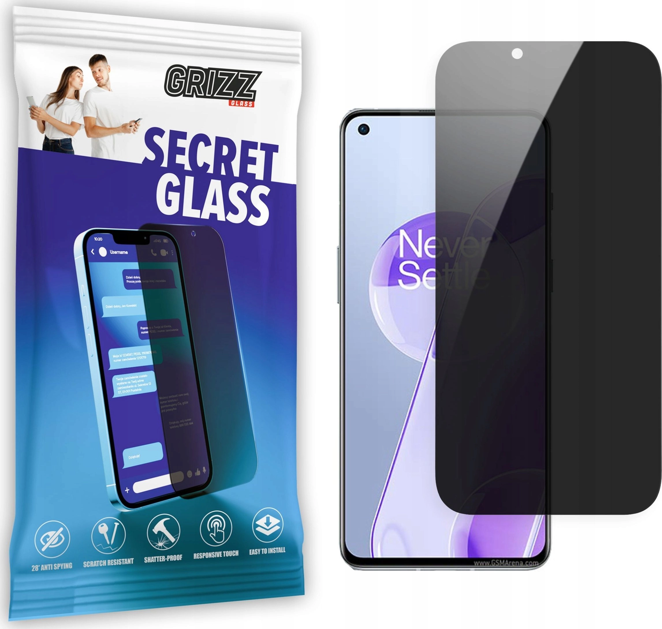 GrizzGlass Szkło prywatyzujące GrizzGlass SecretGlass OnePlus