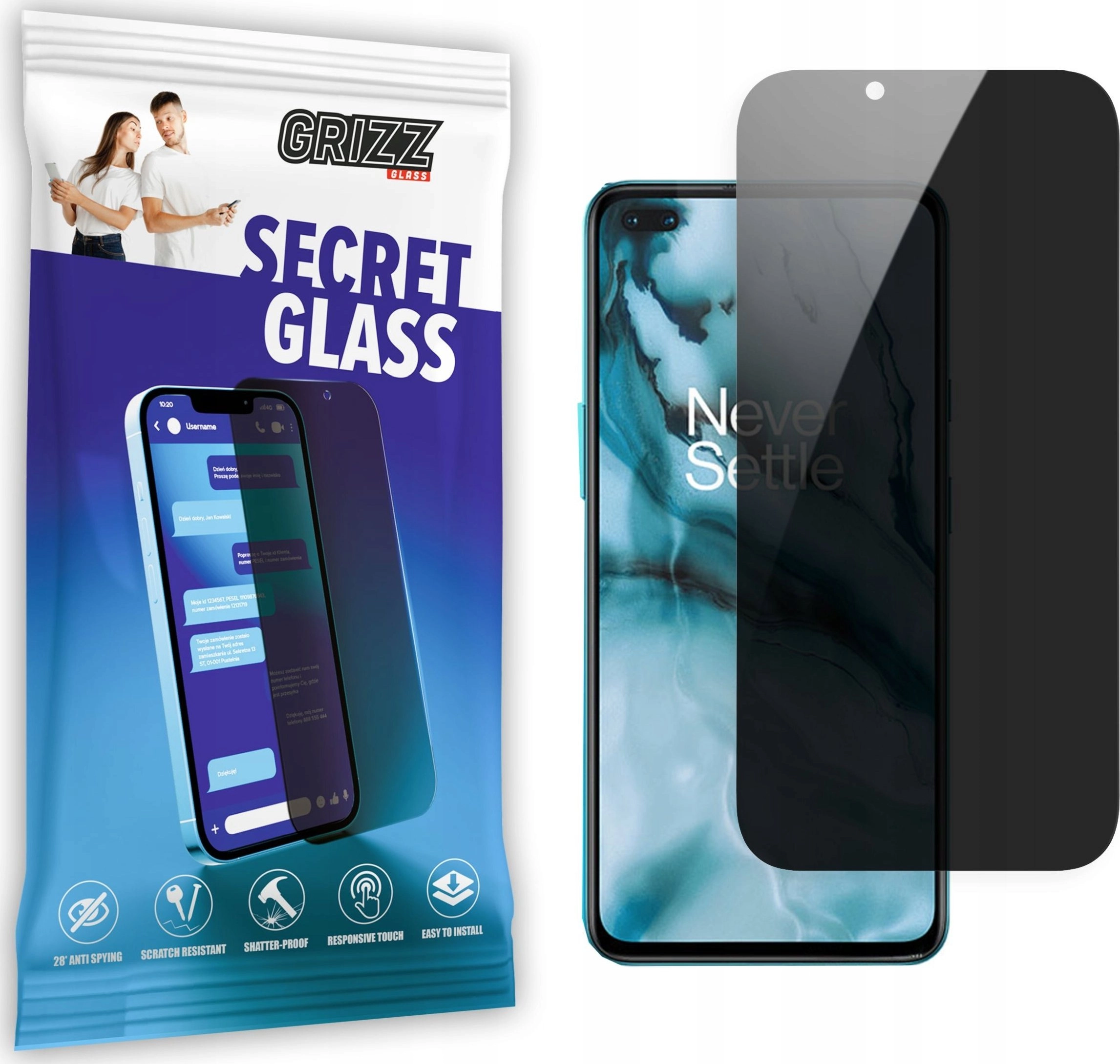 GrizzGlass Szkło prywatyzujące GrizzGlass SecretGlass OnePlus