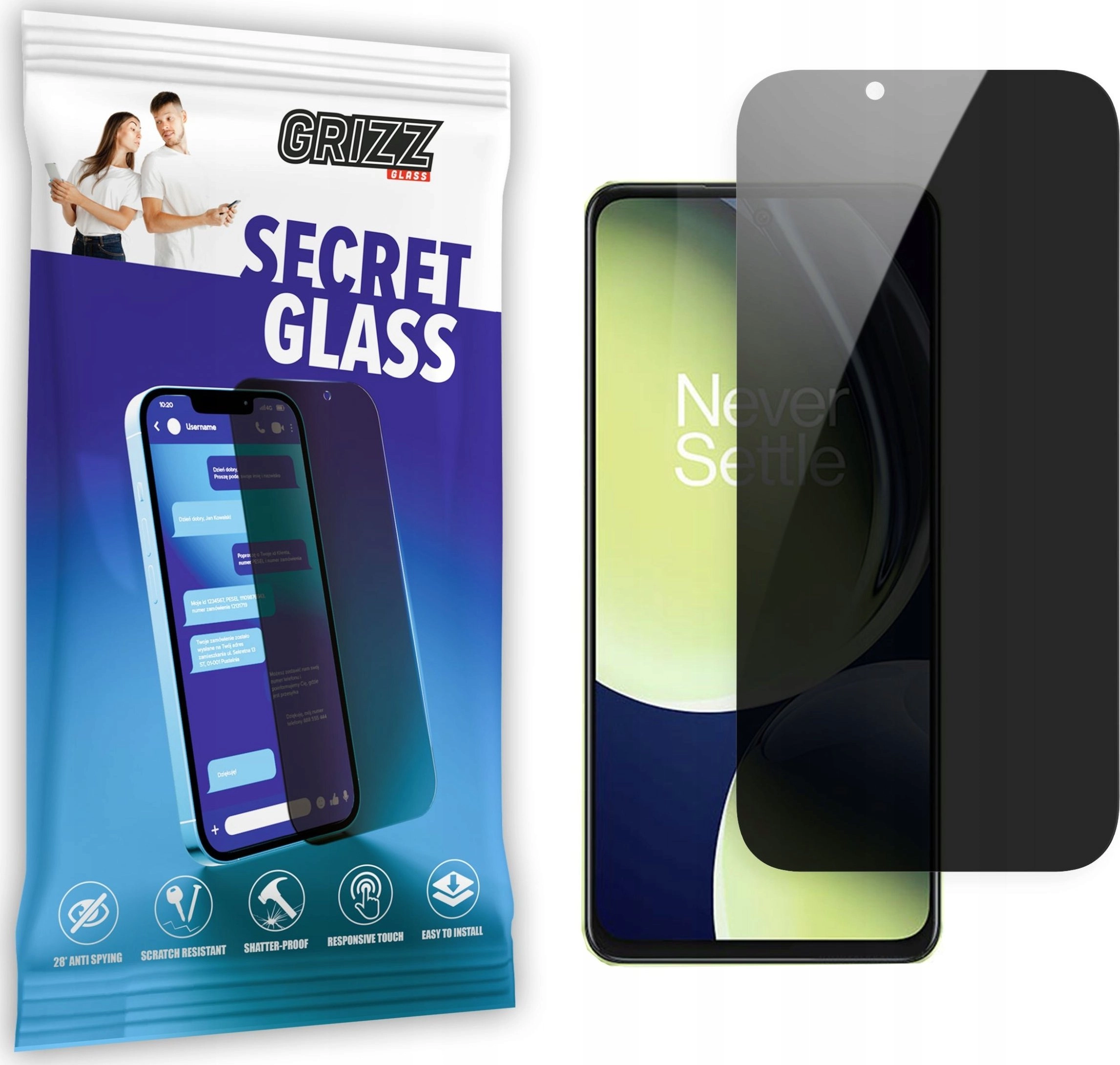 GrizzGlass Szkło prywatyzujące GrizzGlass SecretGlass OnePlus