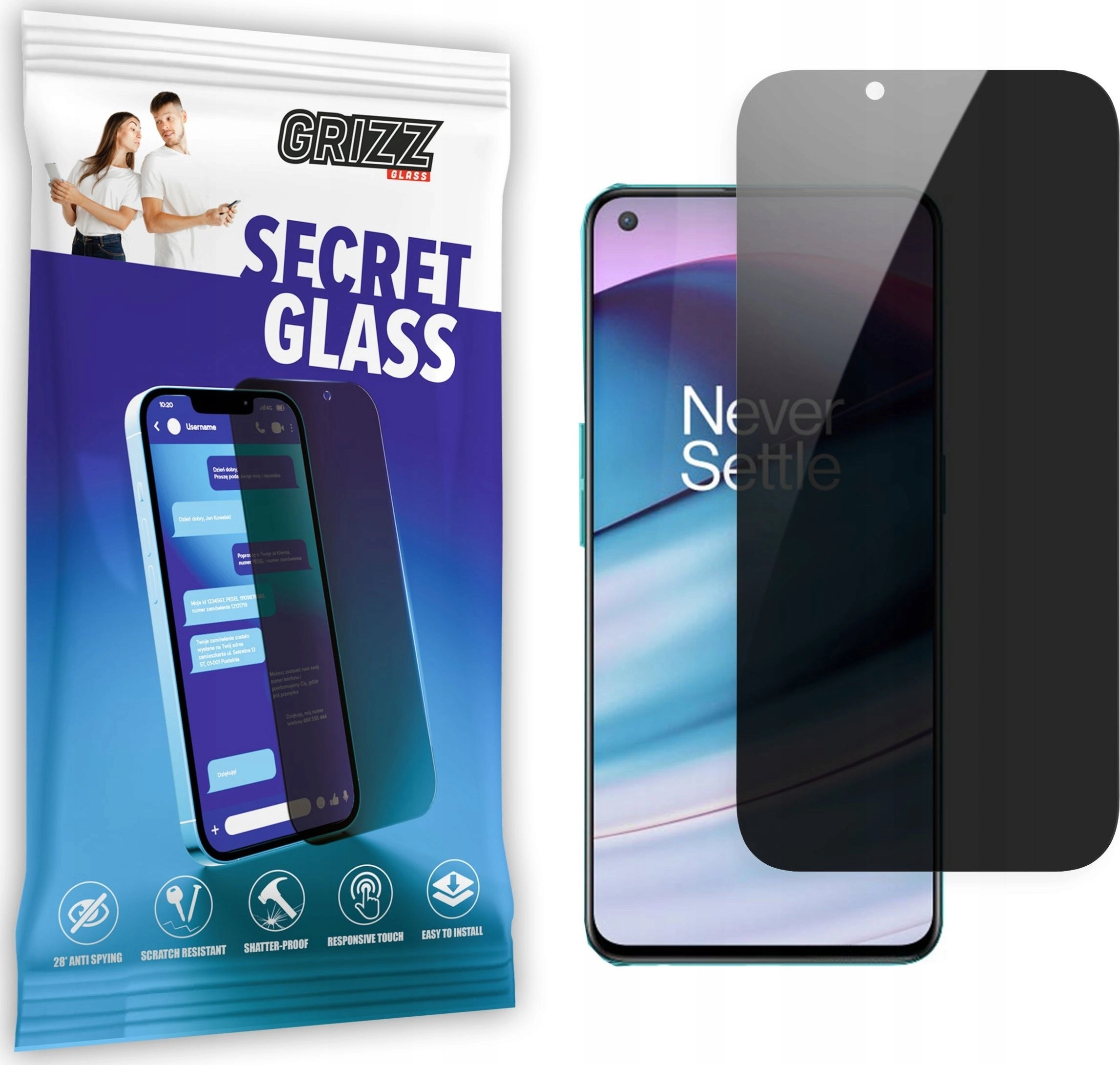 GrizzGlass Szkło prywatyzujące GrizzGlass SecretGlass OnePlus