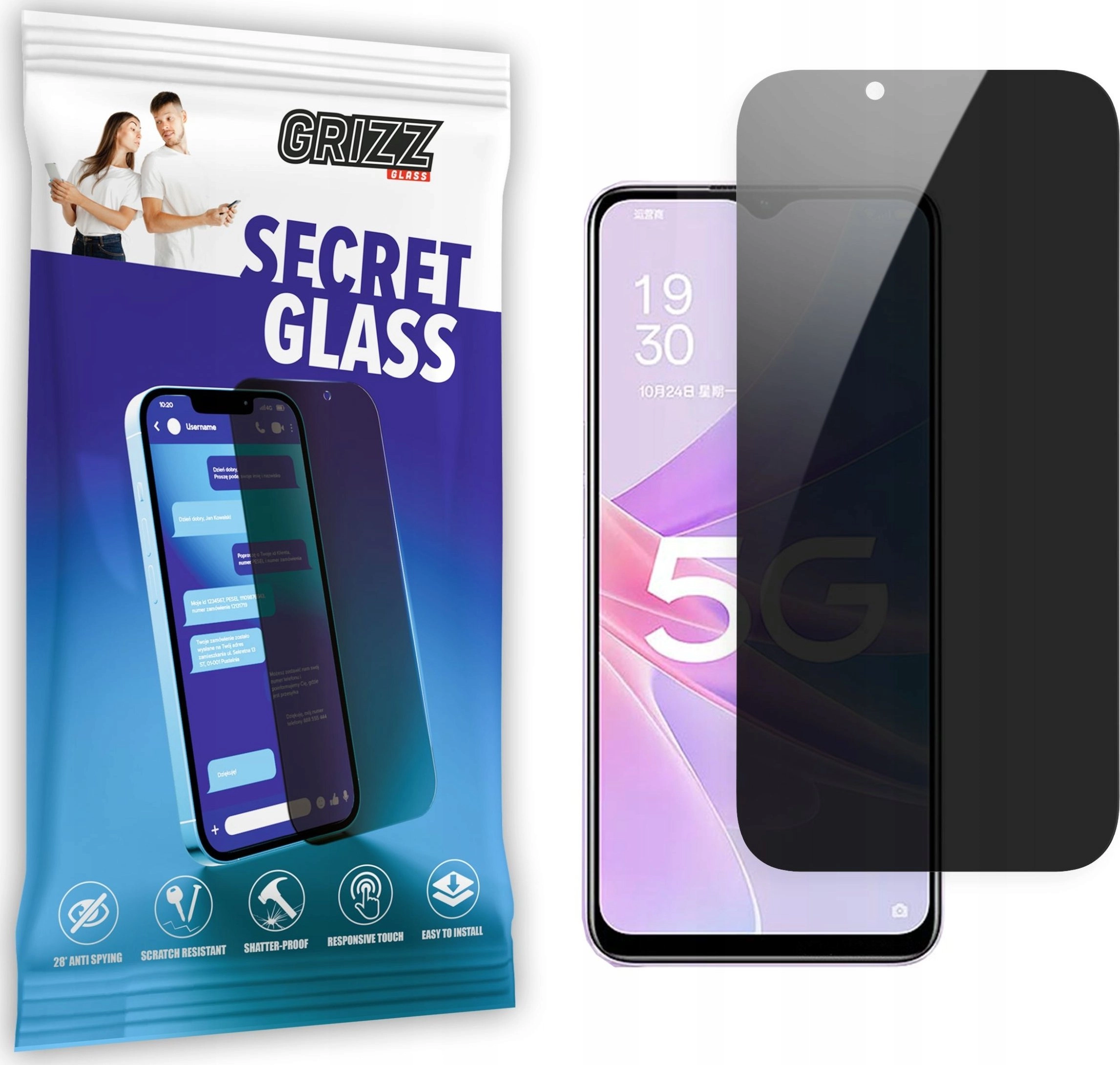 GrizzGlass Szkło prywatyzujące GrizzGlass SecretGlass Oppo