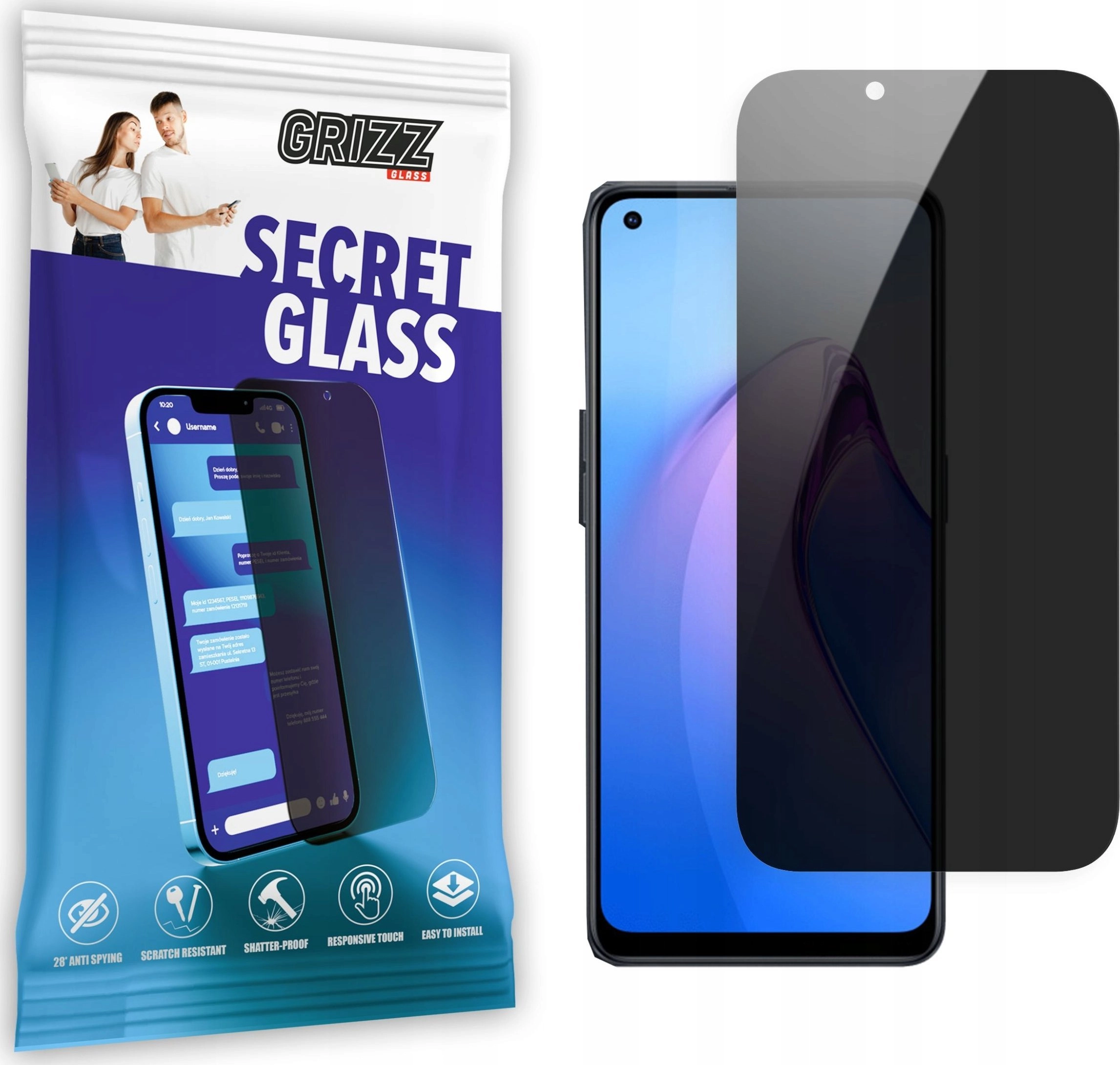 GrizzGlass Szkło prywatyzujące GrizzGlass SecretGlass Oppo