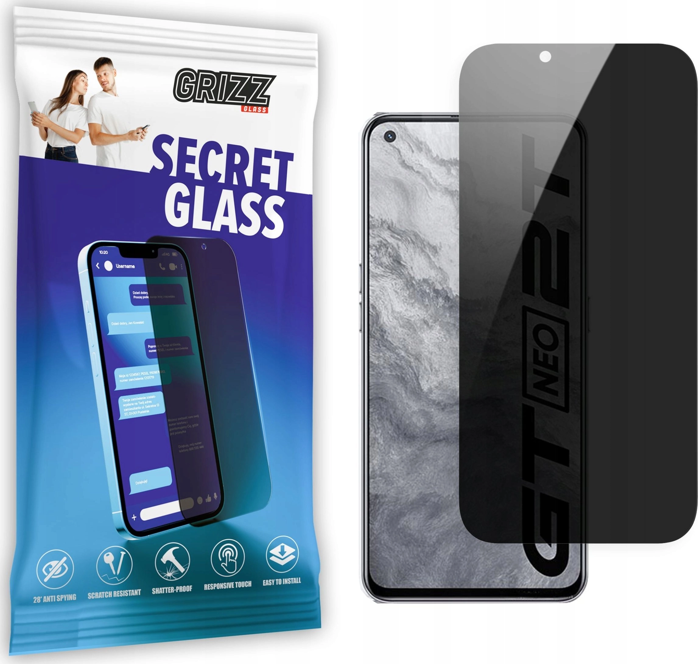 GrizzGlass Szkło prywatyzujące GrizzGlass SecretGlass Realme