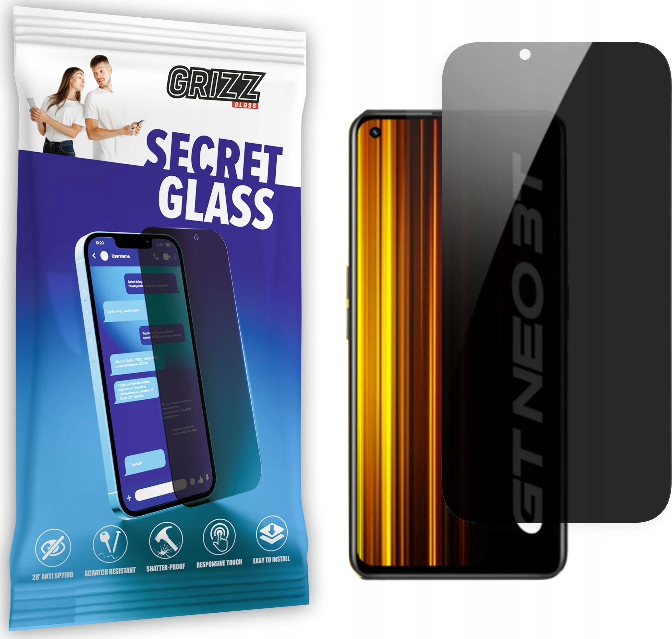 GrizzGlass Szkło prywatyzujące GrizzGlass SecretGlass Realme