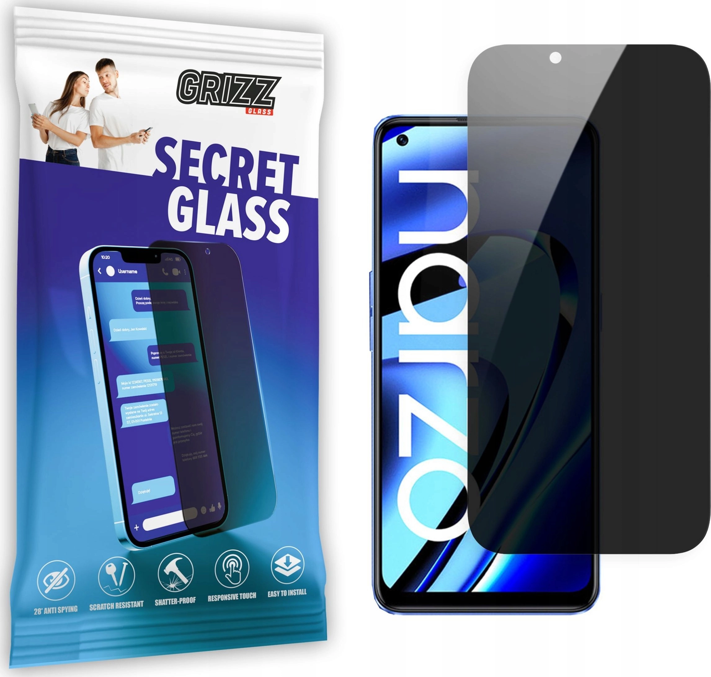 GrizzGlass Szkło prywatyzujące GrizzGlass SecretGlass Realme