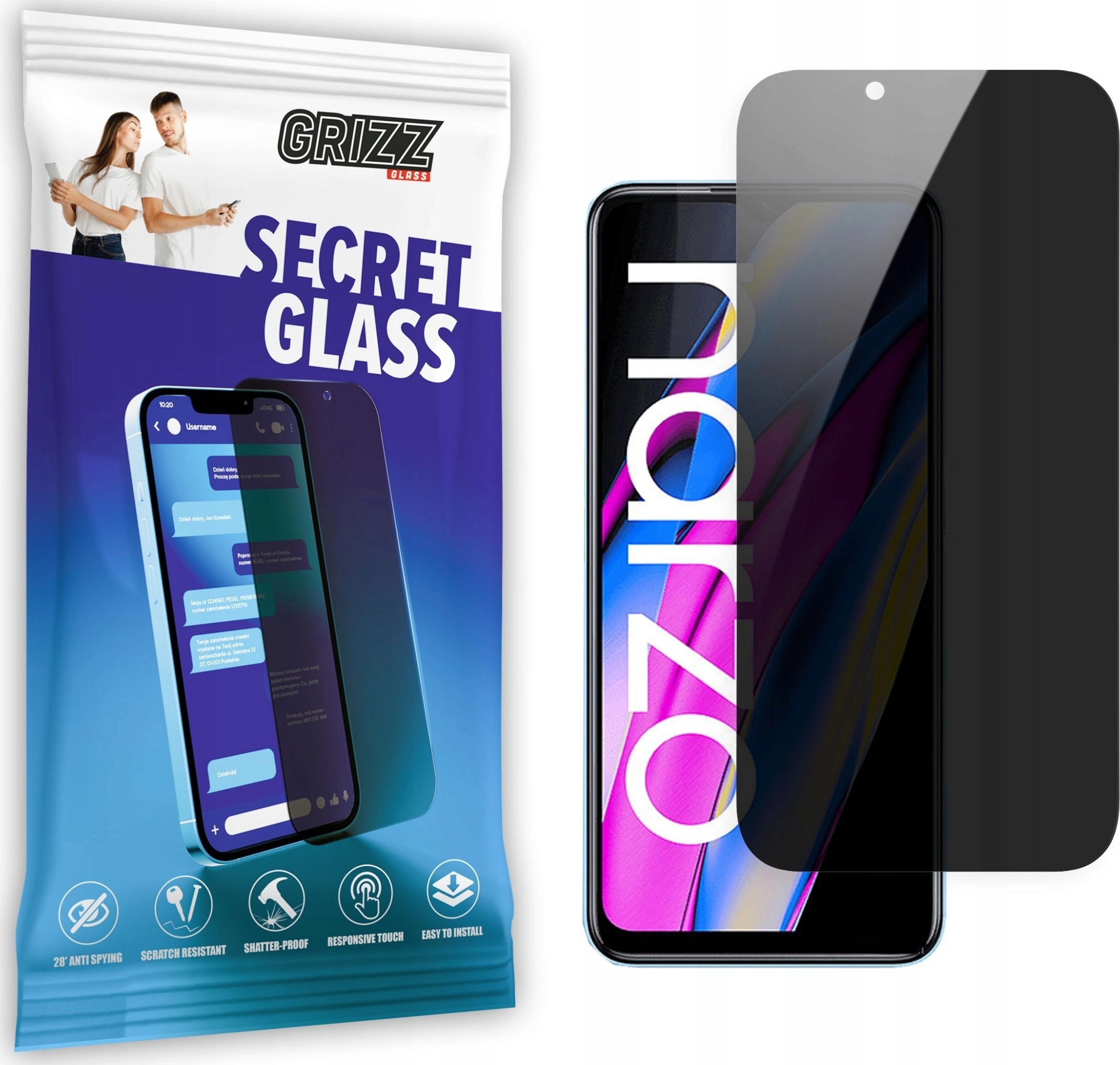GrizzGlass Szkło prywatyzujące GrizzGlass SecretGlass Realme