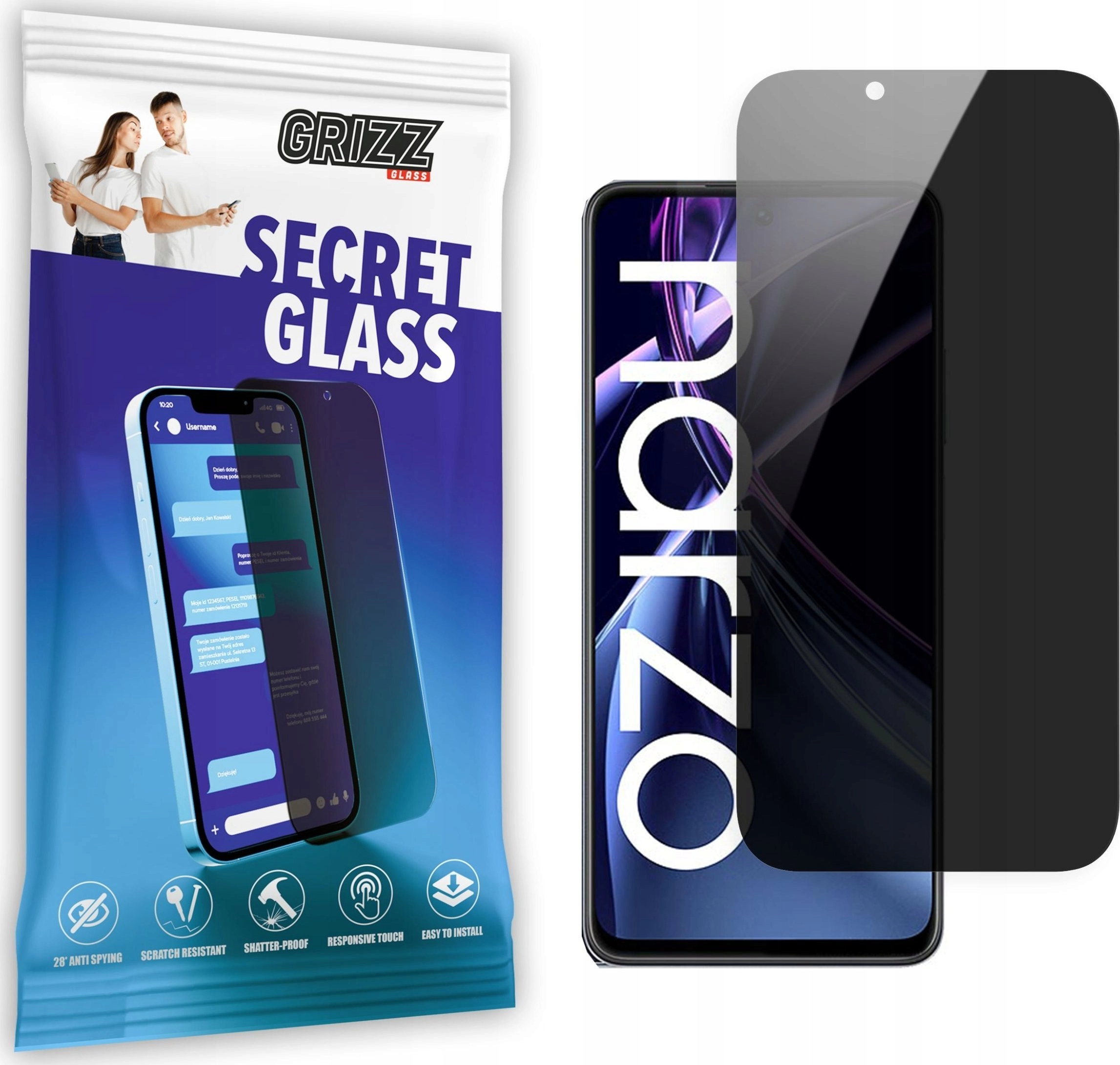 GrizzGlass Szkło prywatyzujące GrizzGlass SecretGlass Realme