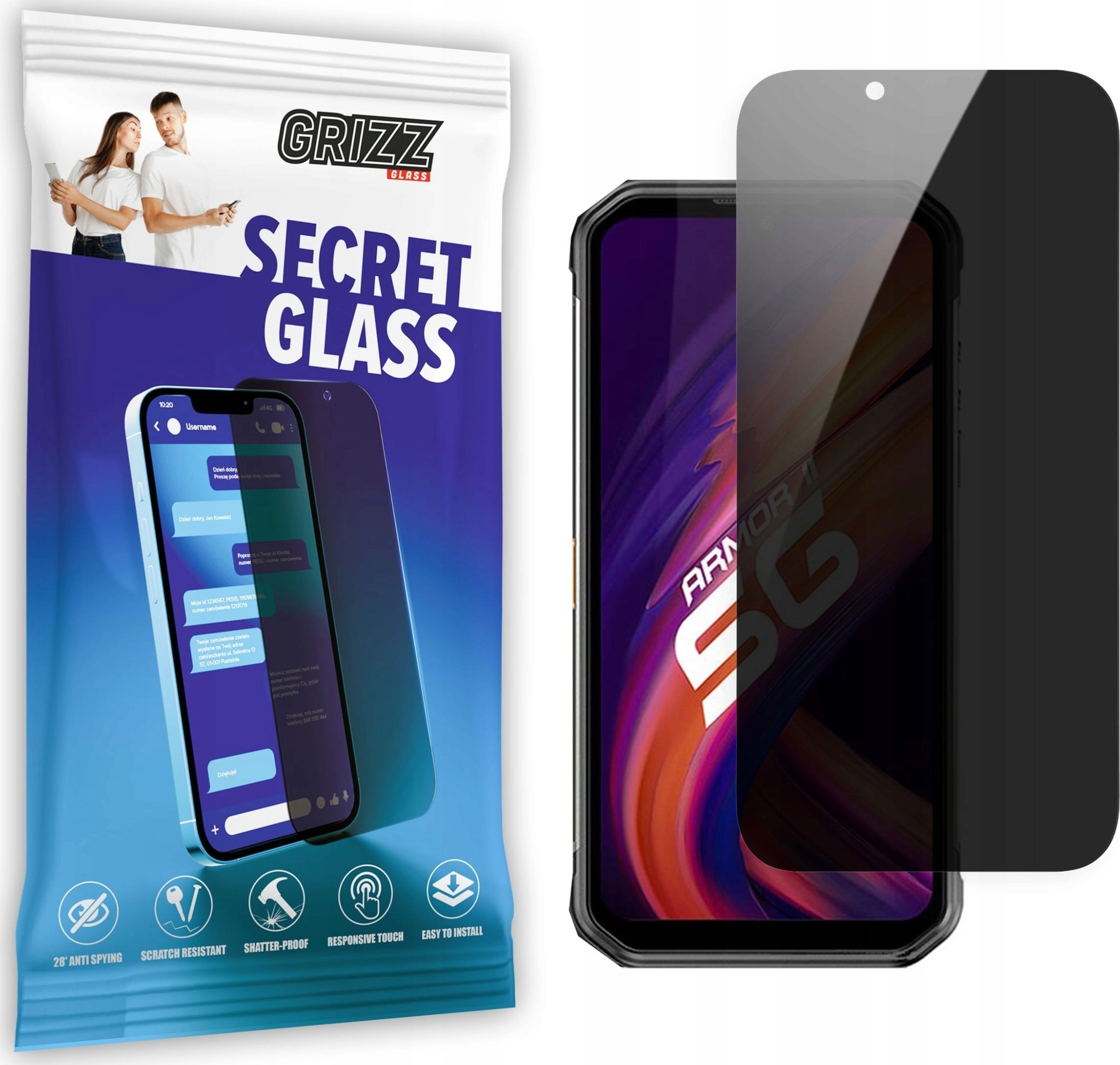GrizzGlass Szkło prywatyzujące GrizzGlass SecretGlass Ulefone