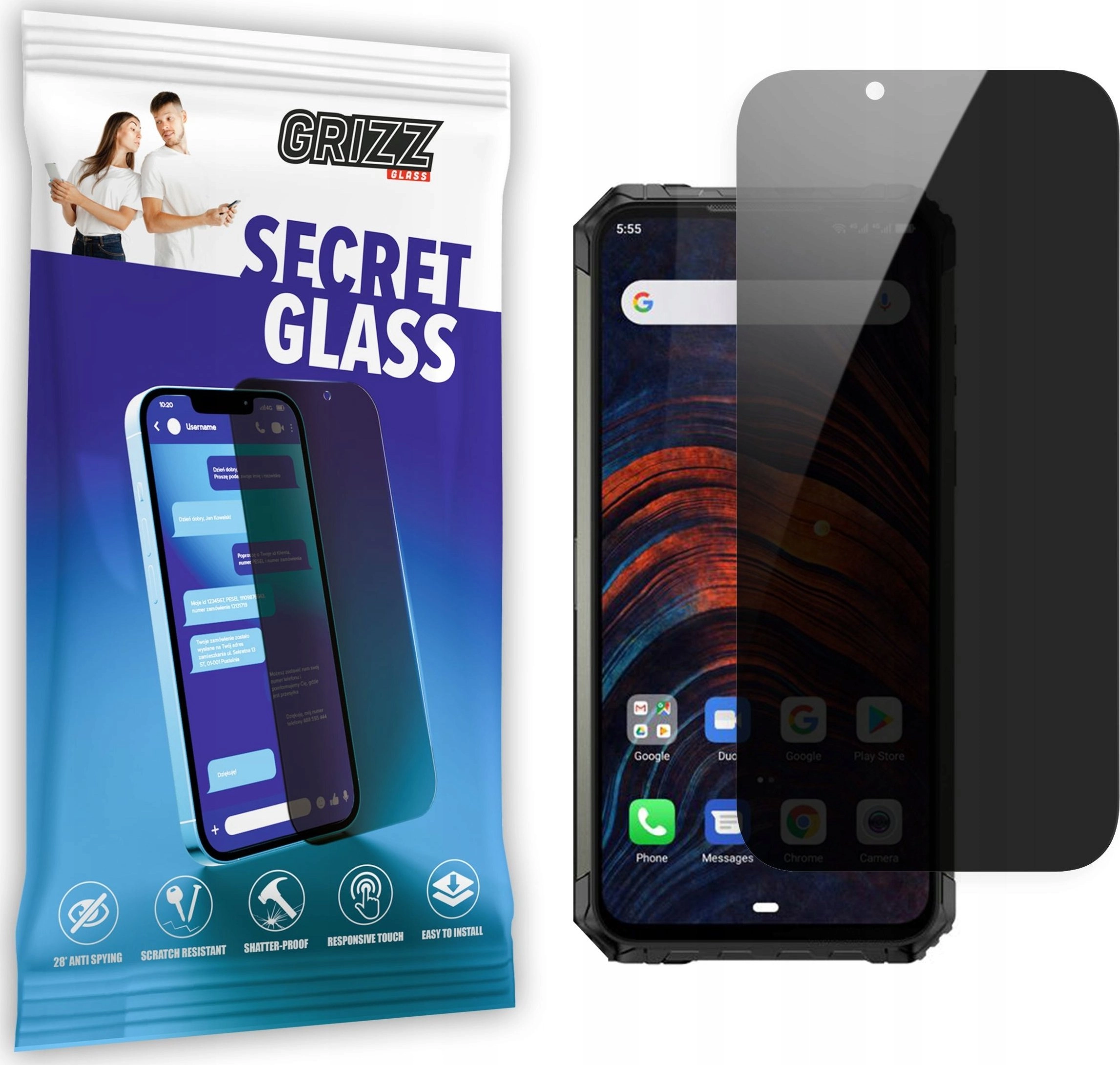 GrizzGlass Szkło prywatyzujące GrizzGlass SecretGlass Ulefone