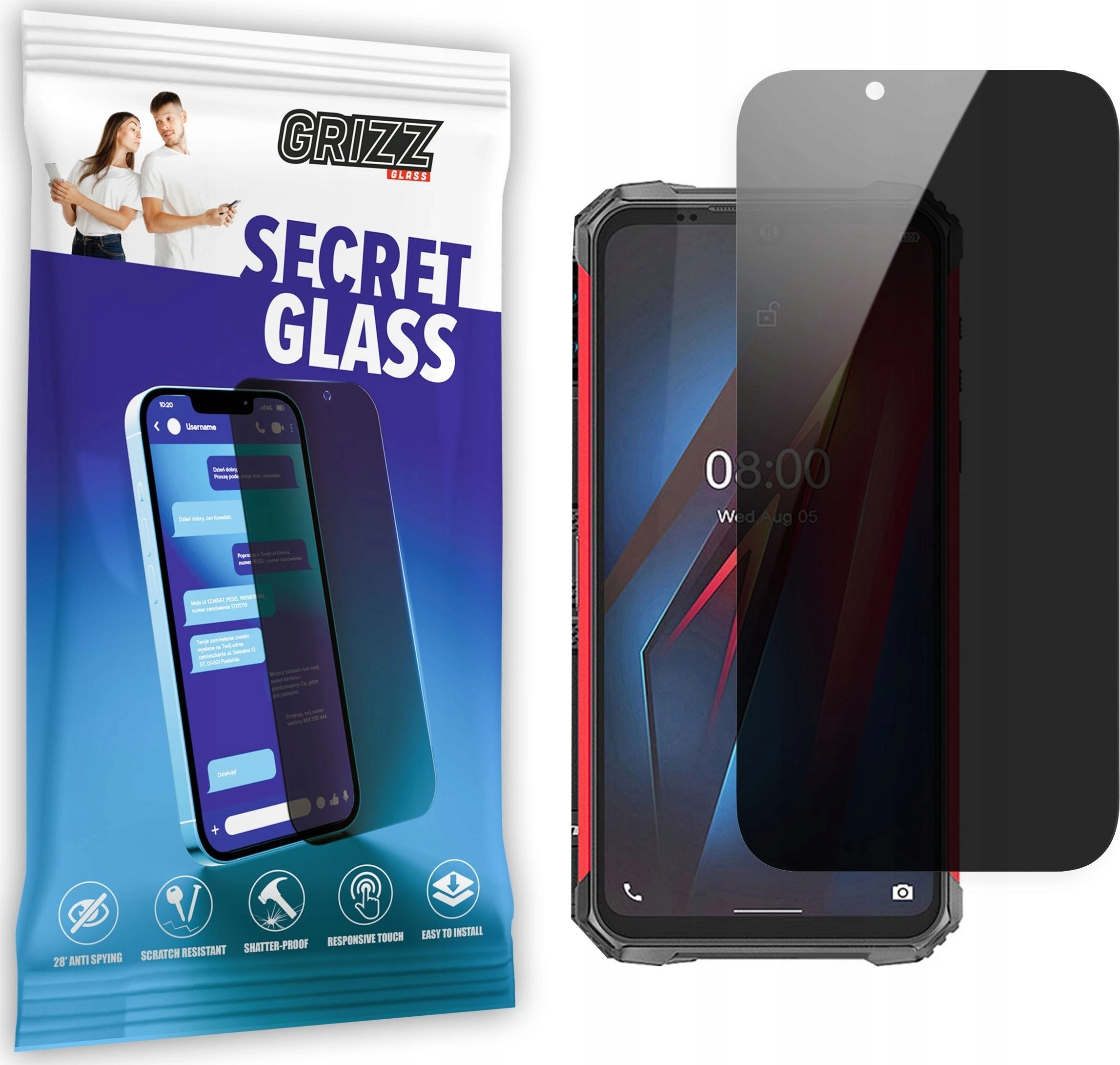 GrizzGlass Szkło prywatyzujące GrizzGlass SecretGlass Ulefone