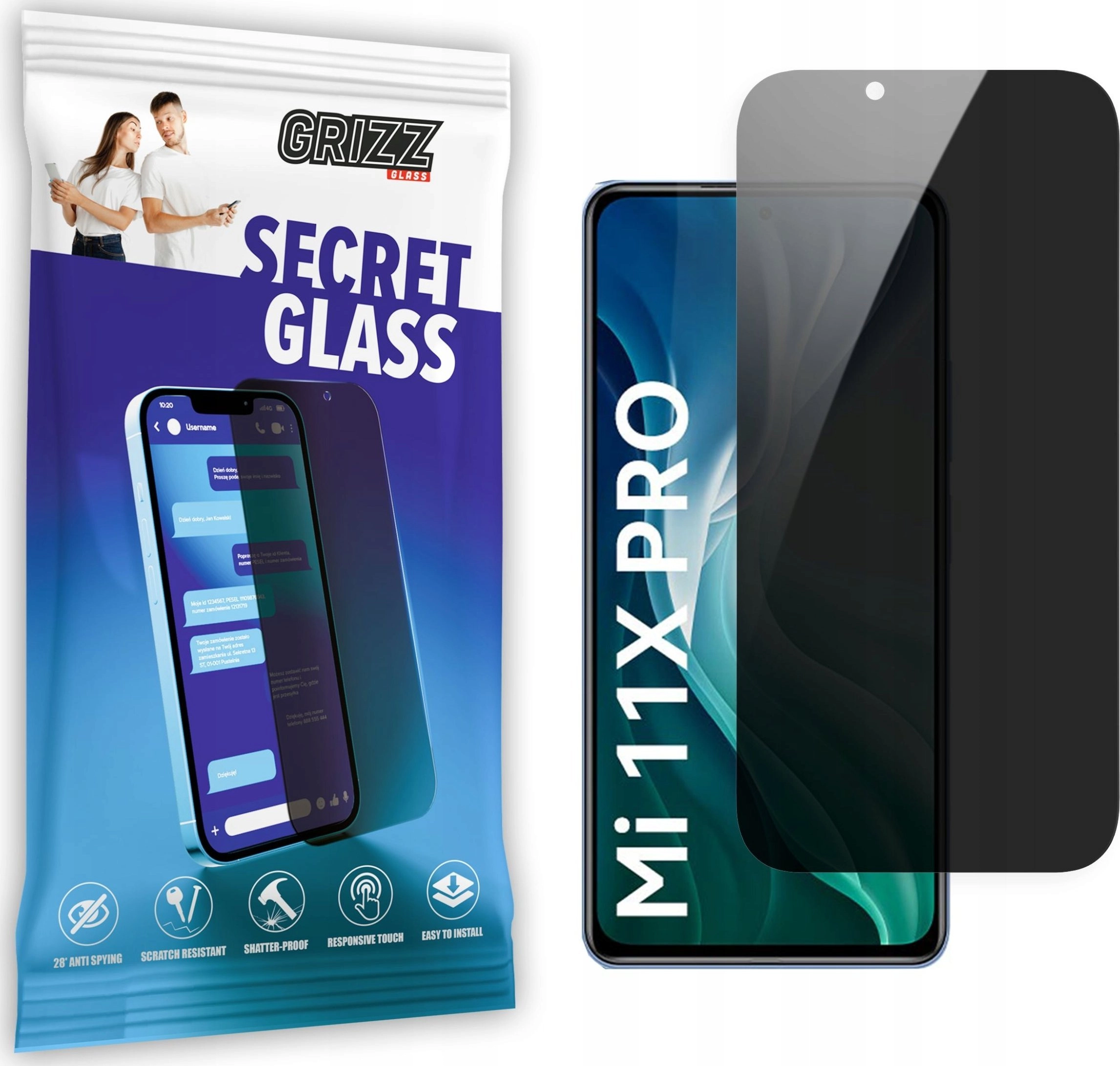 GrizzGlass Szkło prywatyzujące GrizzGlass SecretGlass Xiaomi
