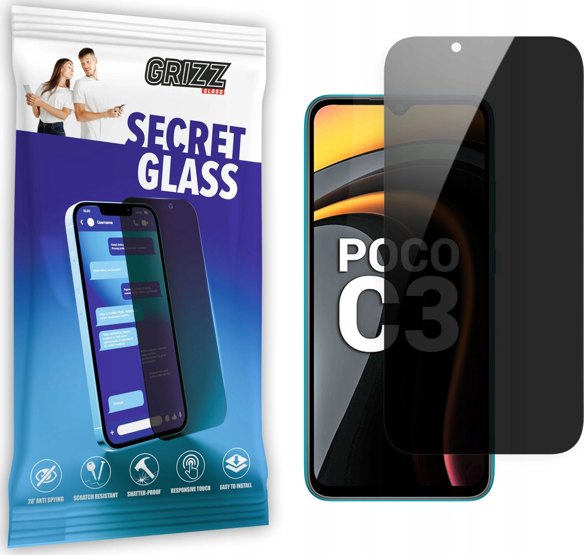 GrizzGlass Szkło prywatyzujące GrizzGlass SecretGlass Xiaomi