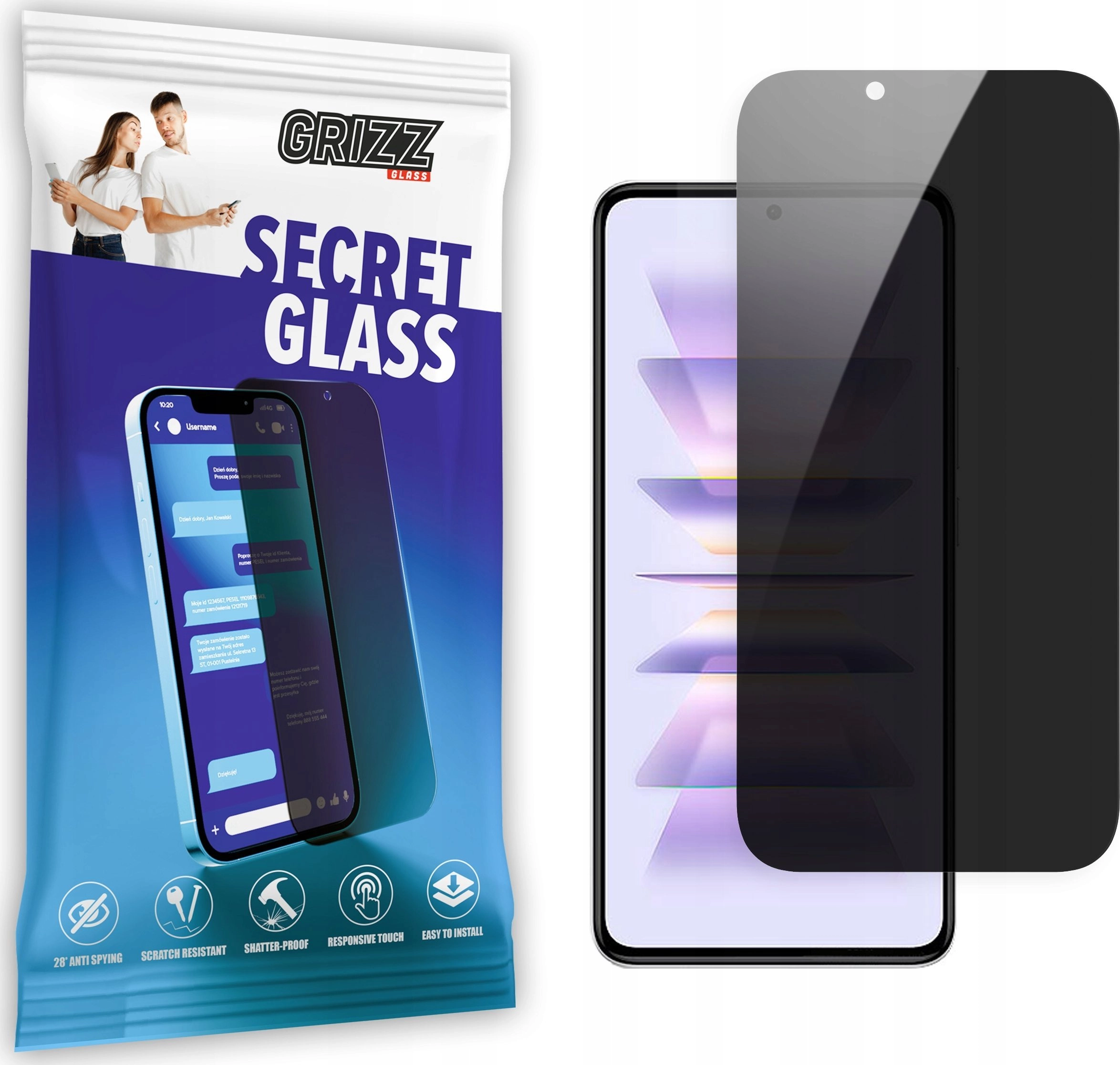 GrizzGlass Szkło prywatyzujące GrizzGlass SecretGlass Xiaomi