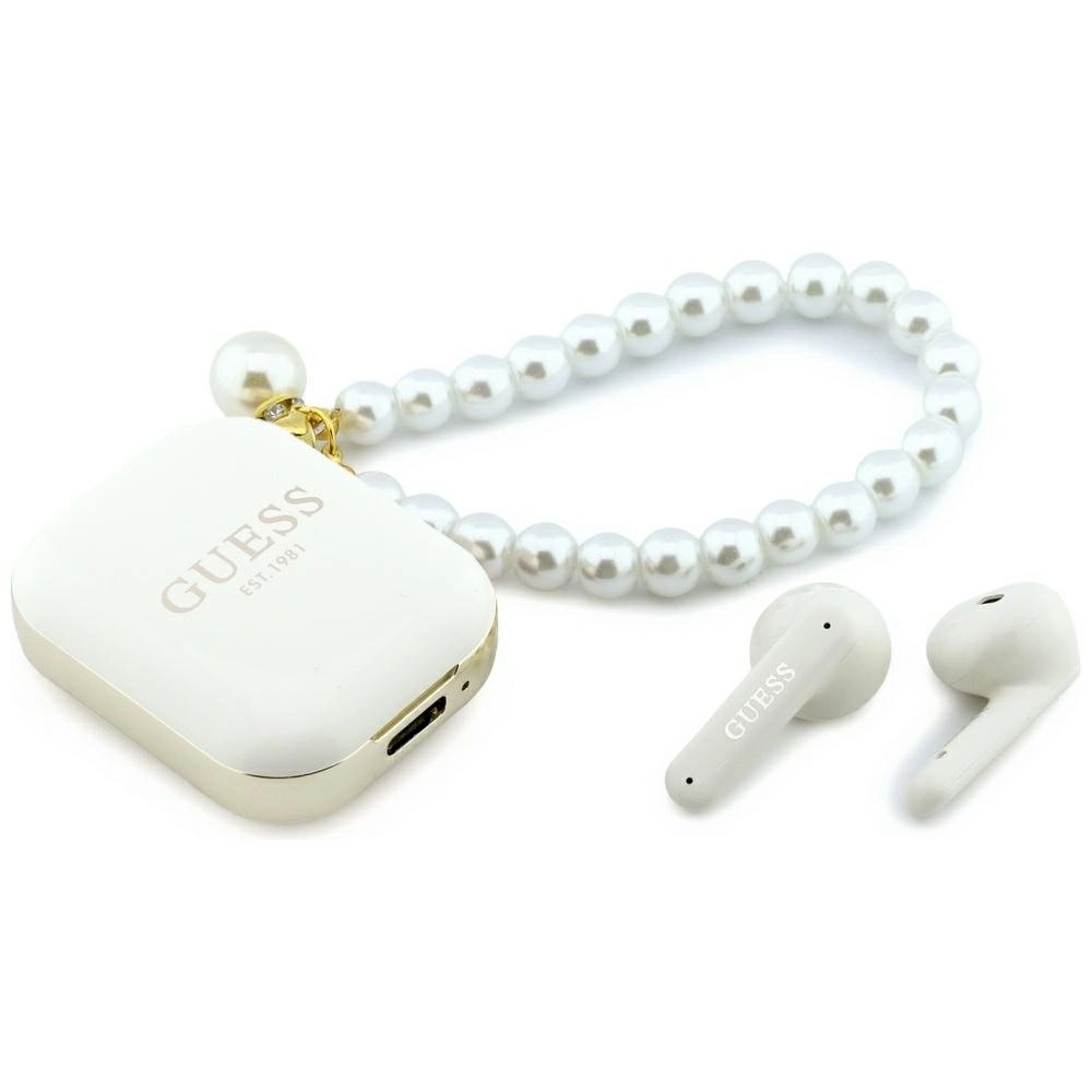 TWS Guess Pearl Strap Headphones white