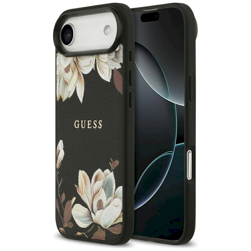 Guess Grained Flowers Classic Logo MagSafe