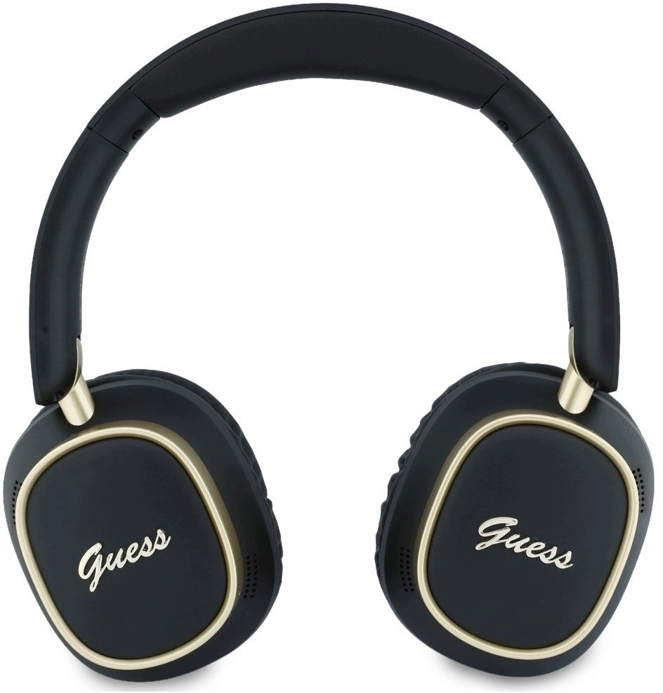 Guess austiņas Guess Bluetooth ENC Rectangle Metal Script uzliekamās austiņas, melnas