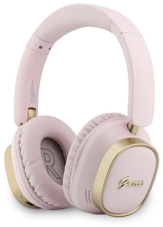 Guess austiņas Guess Bluetooth ENC Rectangle Metal Script uzliekamās austiņas, rozā