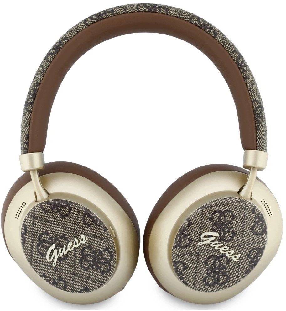 Guess austiņas Guess Bluetooth ENC 4G uzliekamās austiņas Gold Script Metāla brūnas