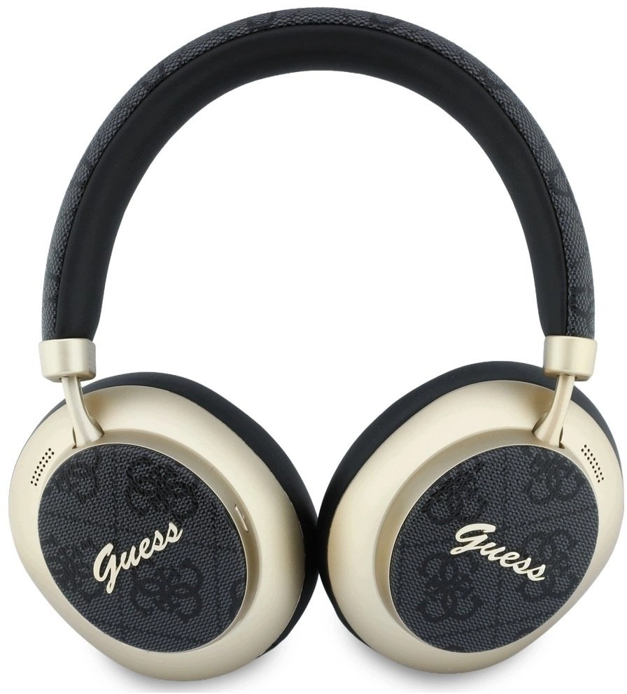 Guess austiņas Guess Bluetooth ENC 4G Gold Script Metāla austiņas, melnas