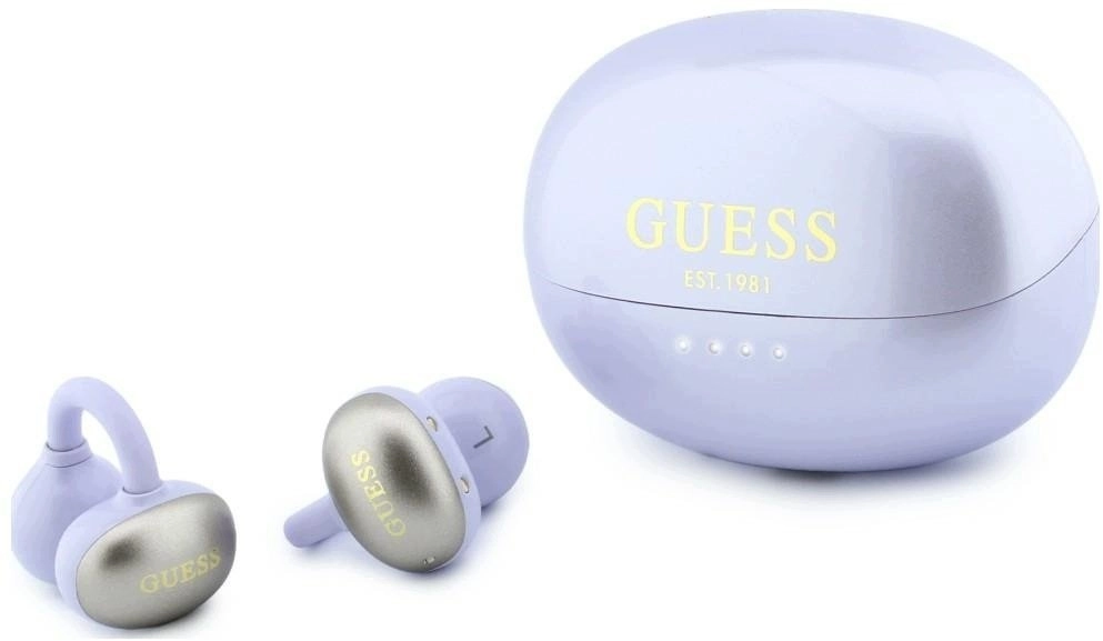 Guess austiņas OWS austiņas Guess Metalic Finish Electropated Parts Classic Logo violets