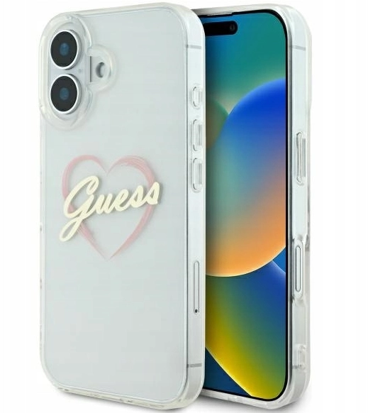 Guess IML Heart muguras futrālis, kas paredzēts Apple iPhone 16 Plus