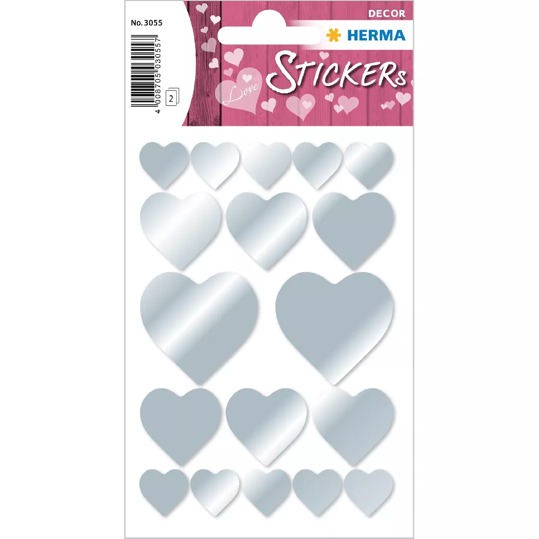 HERMA Hearts silver decorative sticker Paper