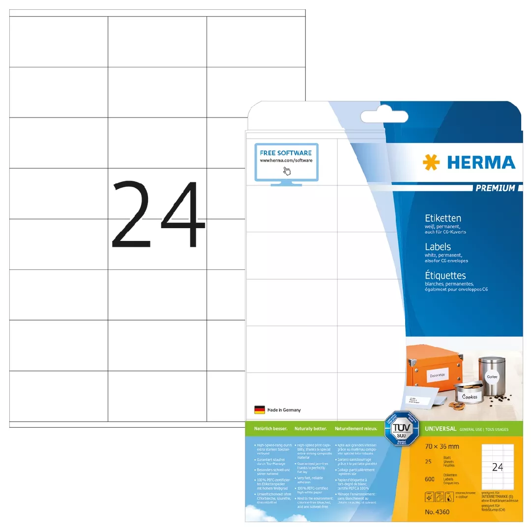 HERMA Labels Premium A4 70x36 mm