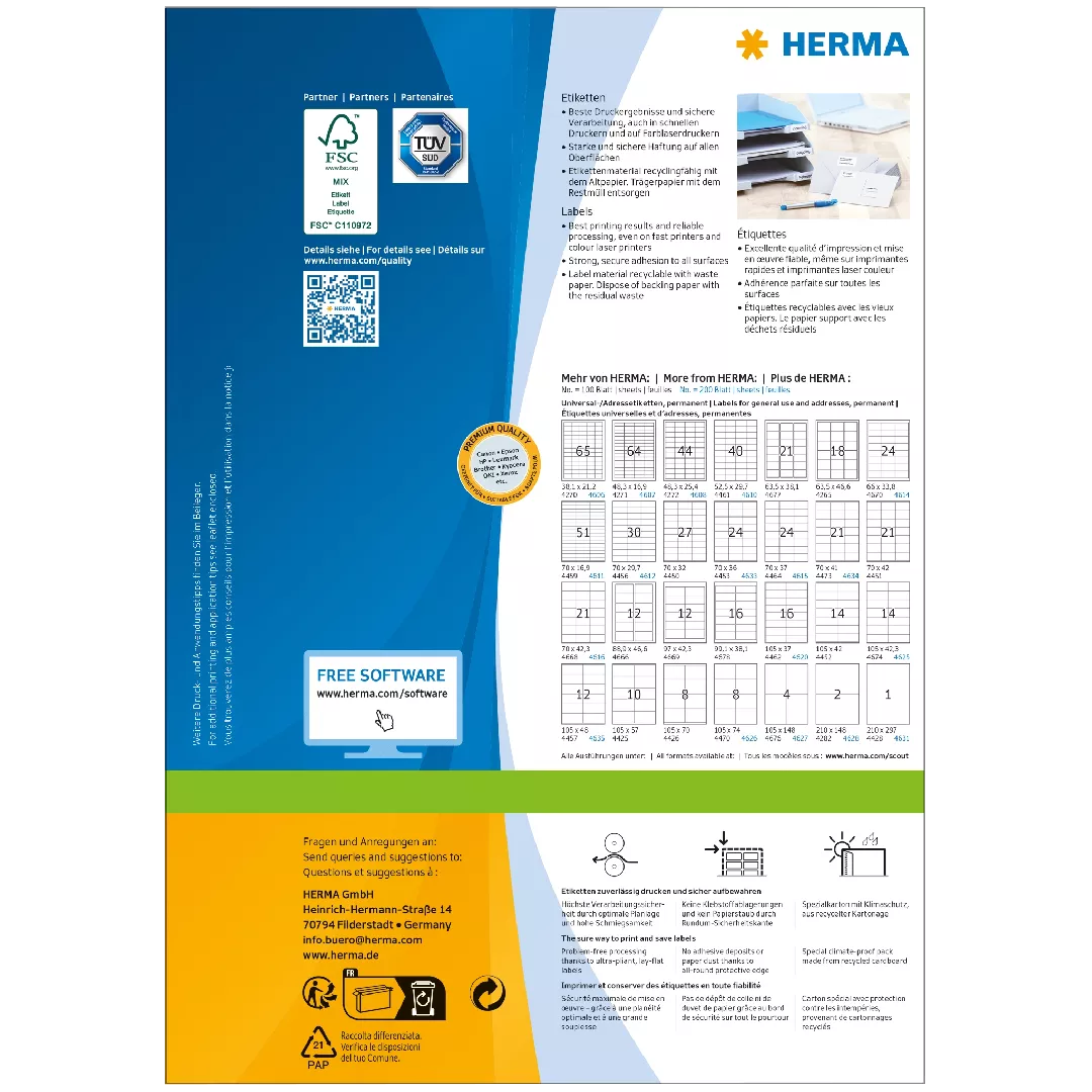 HERMA Labels Premium A4 70x42.3
