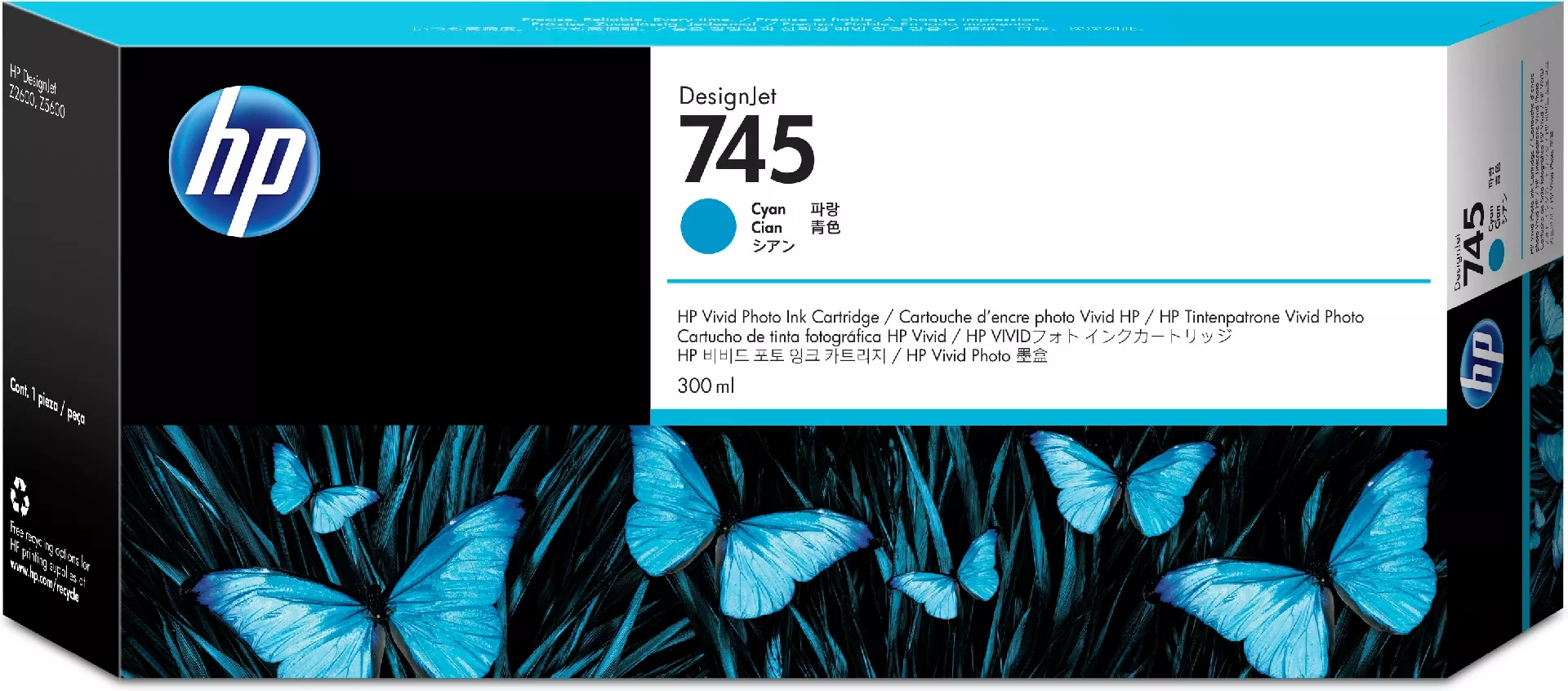 HP 745 300-ml DesignJet Cyan Ink