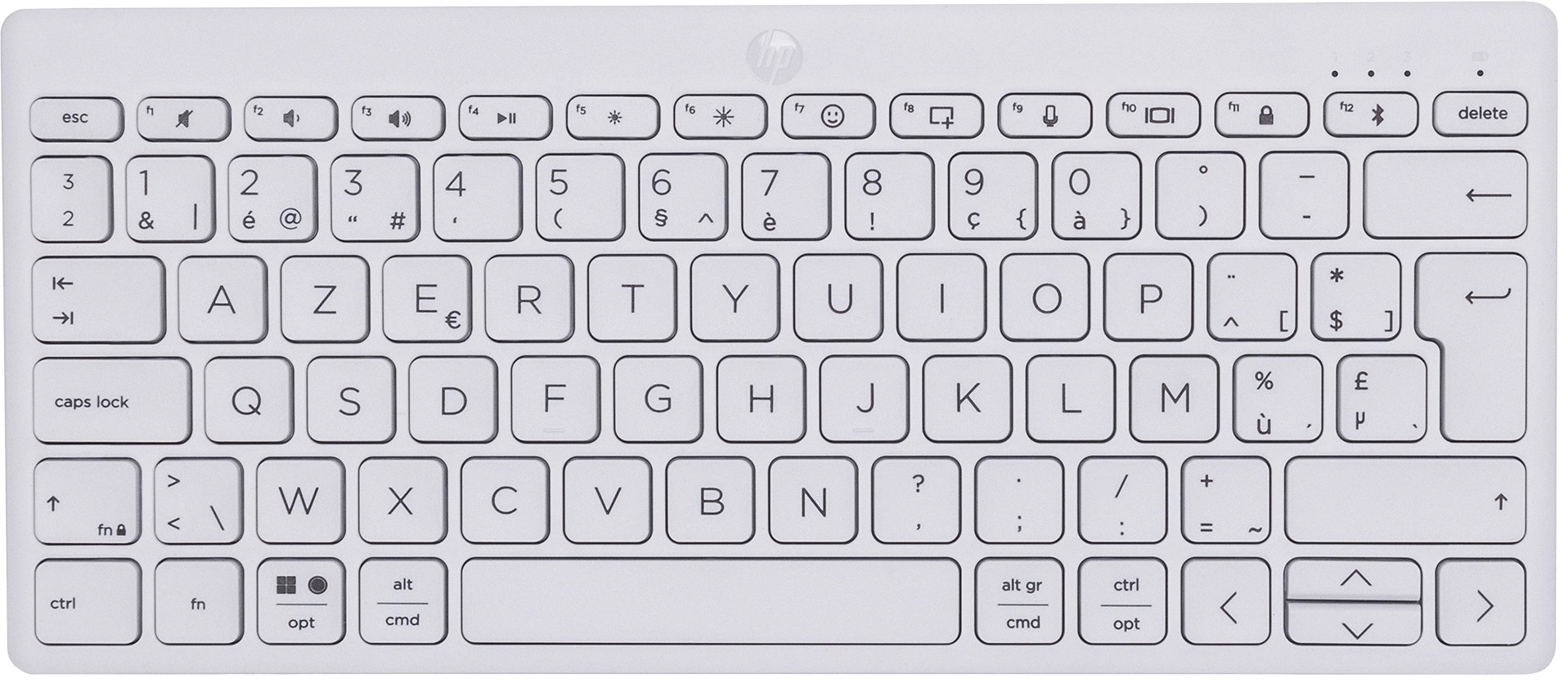 HP 350 Compact Multi-Device Bluetooth Keyboard tastatūra Mājas Bluetooth sistēma AZERTY Beļģijas Balts