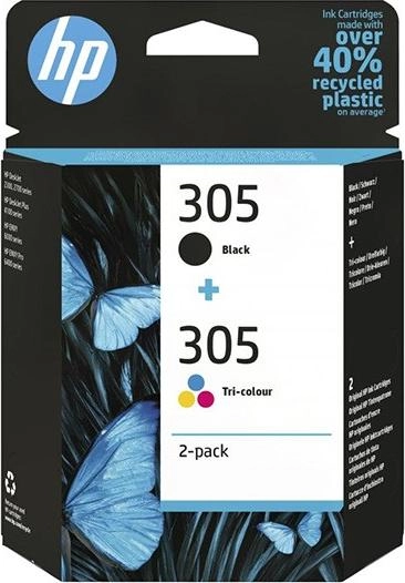 HP 305 2-PACK TRI-COLOR/BLACK 6ZD17AE 6ZD17AE#301