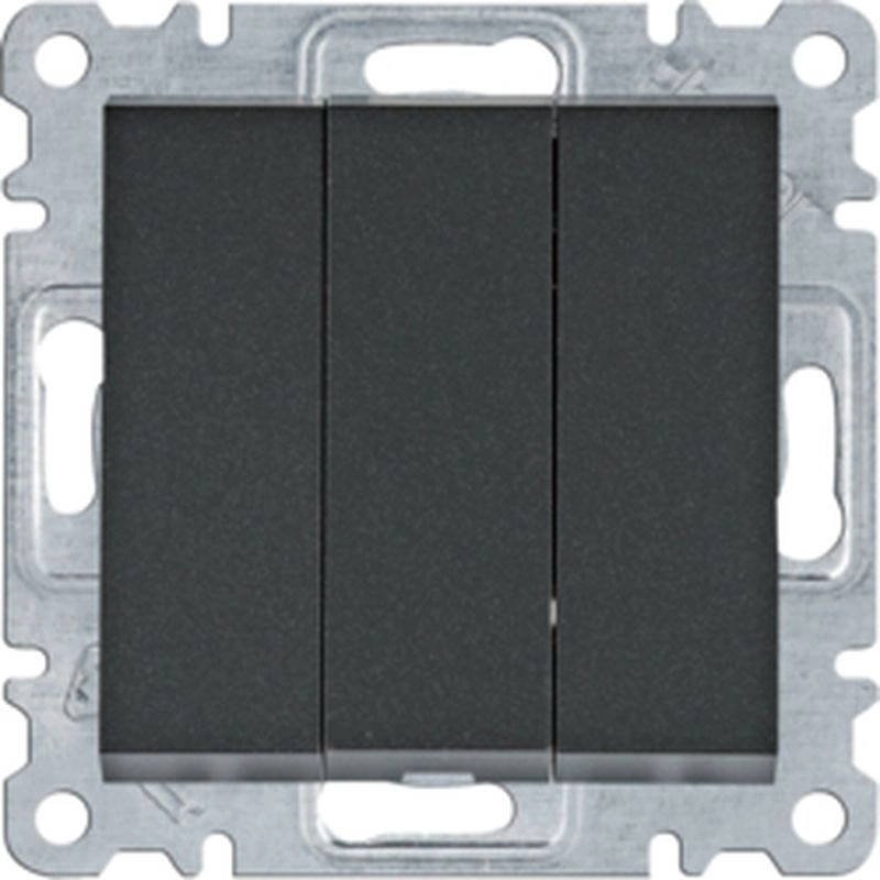 Hager Lumina 3-key switch  3-pole  black