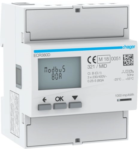 3-phase electricity meter 80A 4M Modbus