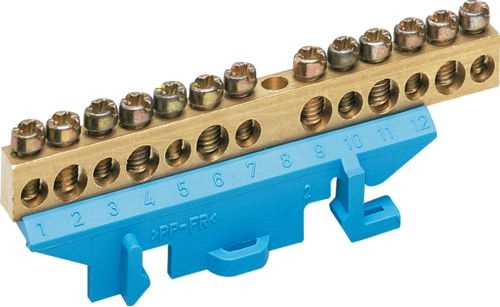 Hager 13-way terminal block neutral blue