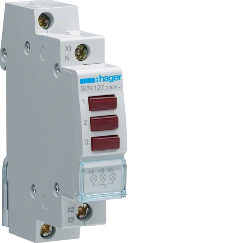 3-phase red modular lamp 230-400V AC