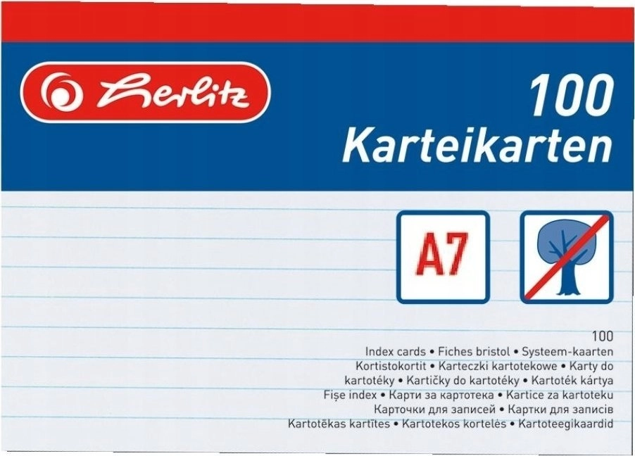Herlitz index card A7 lined ws