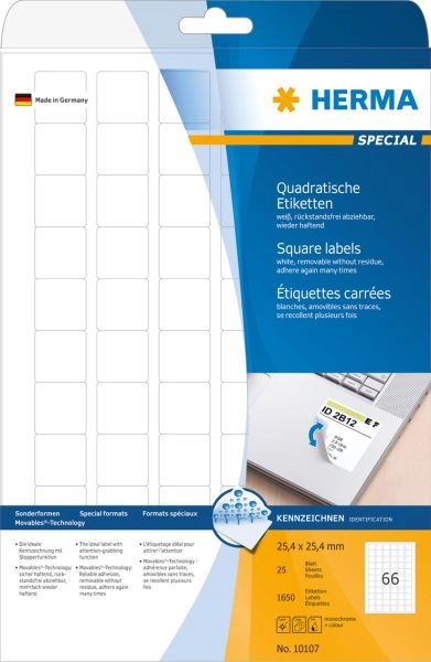 HERMA Removable labels A4 25.4x25