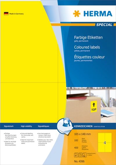 HERMA Coloured Labels A4 105x148 mm